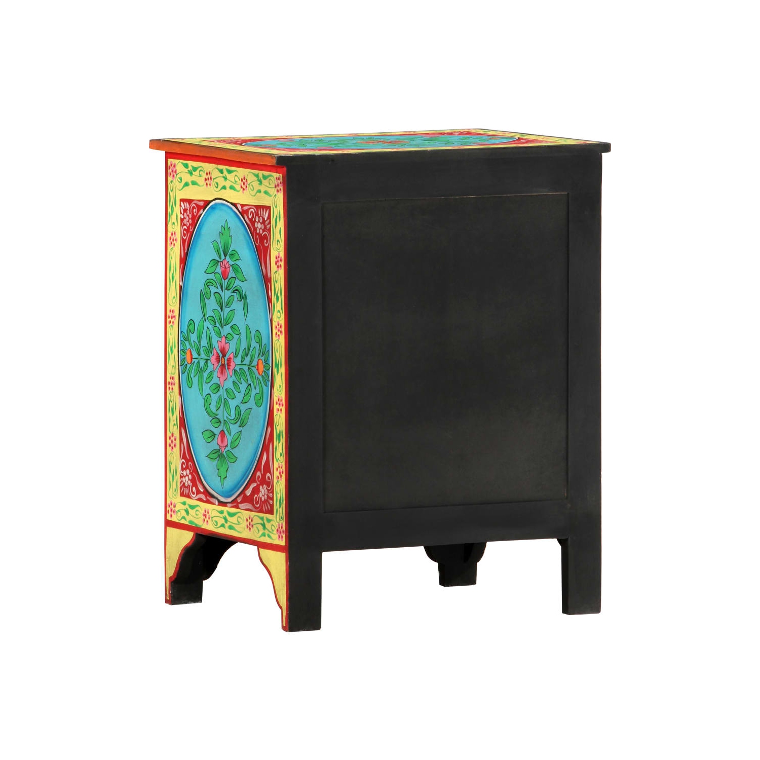 vidaXL Hand Painted Bedside Cabinet 15.7"x11.8"x19.7" Solid Mango Wood