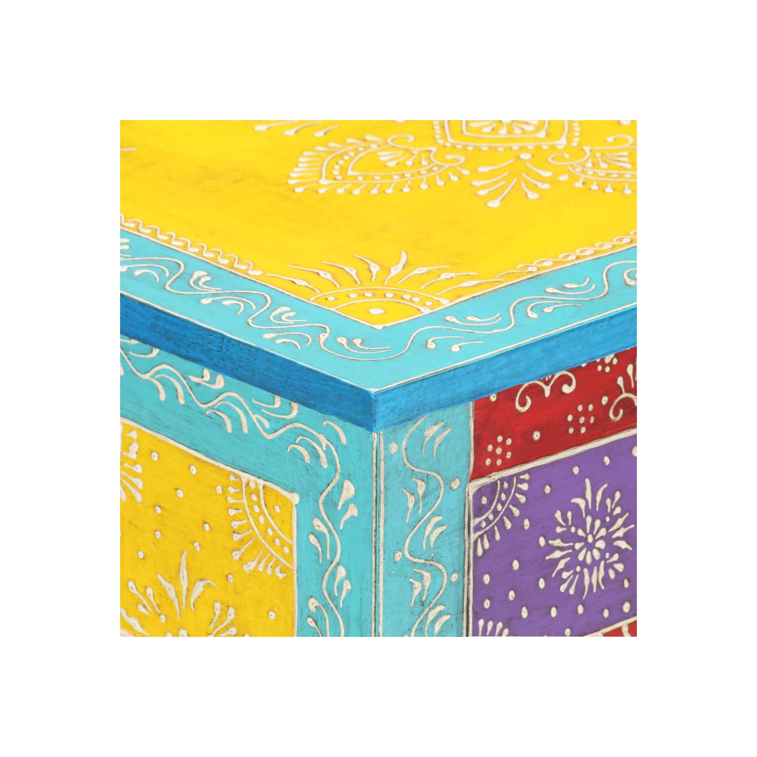 vidaXL Hand Painted Bedside Cabinet 15.7"x11.8"x19.7" Solid Mango Wood