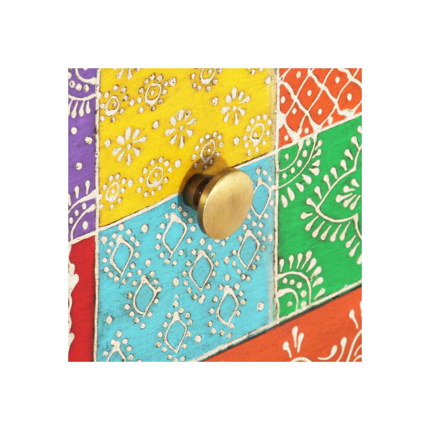 vidaXL Hand Painted Bedside Cabinet 15.7"x11.8"x19.7" Solid Mango Wood