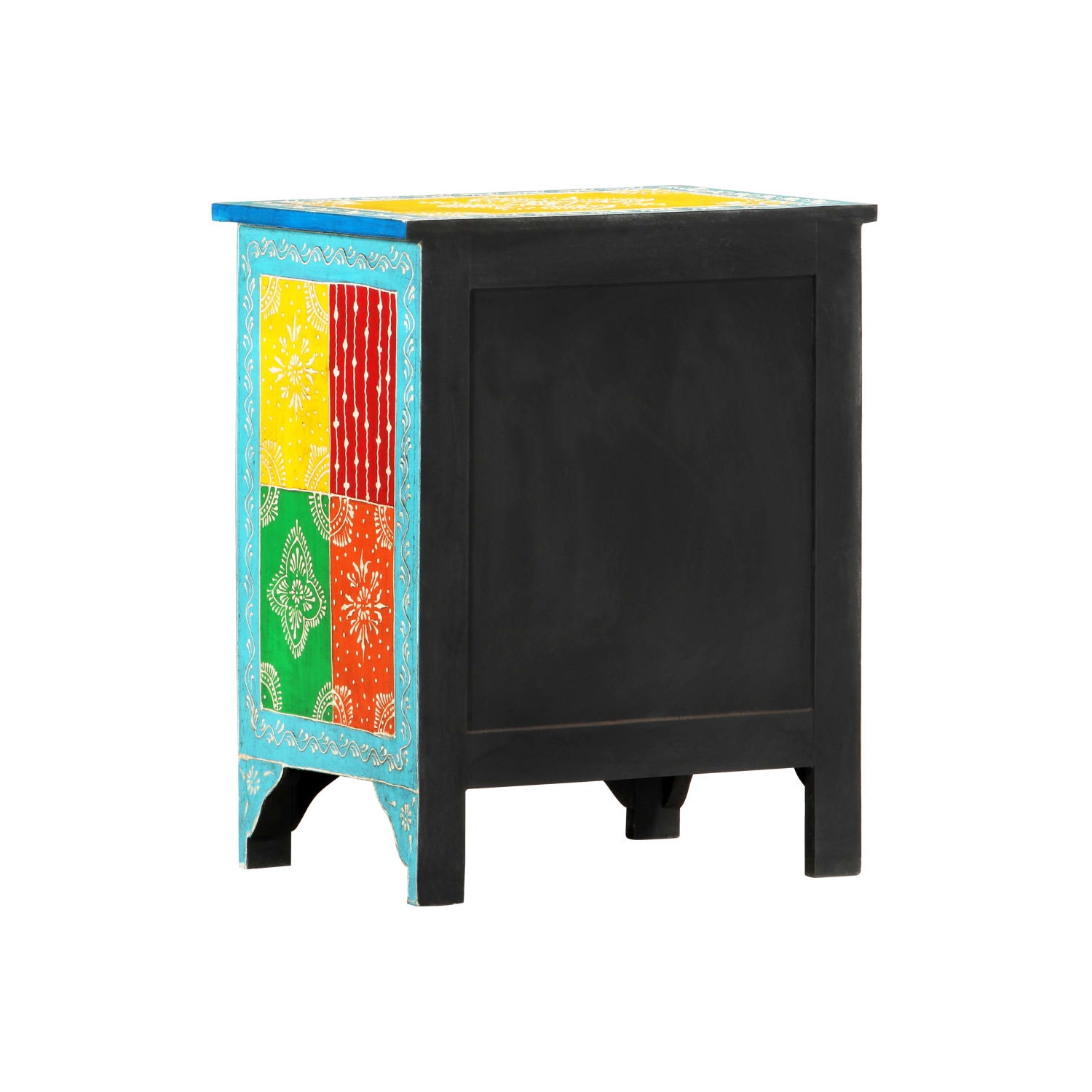 vidaXL Hand Painted Bedside Cabinet 15.7"x11.8"x19.7" Solid Mango Wood