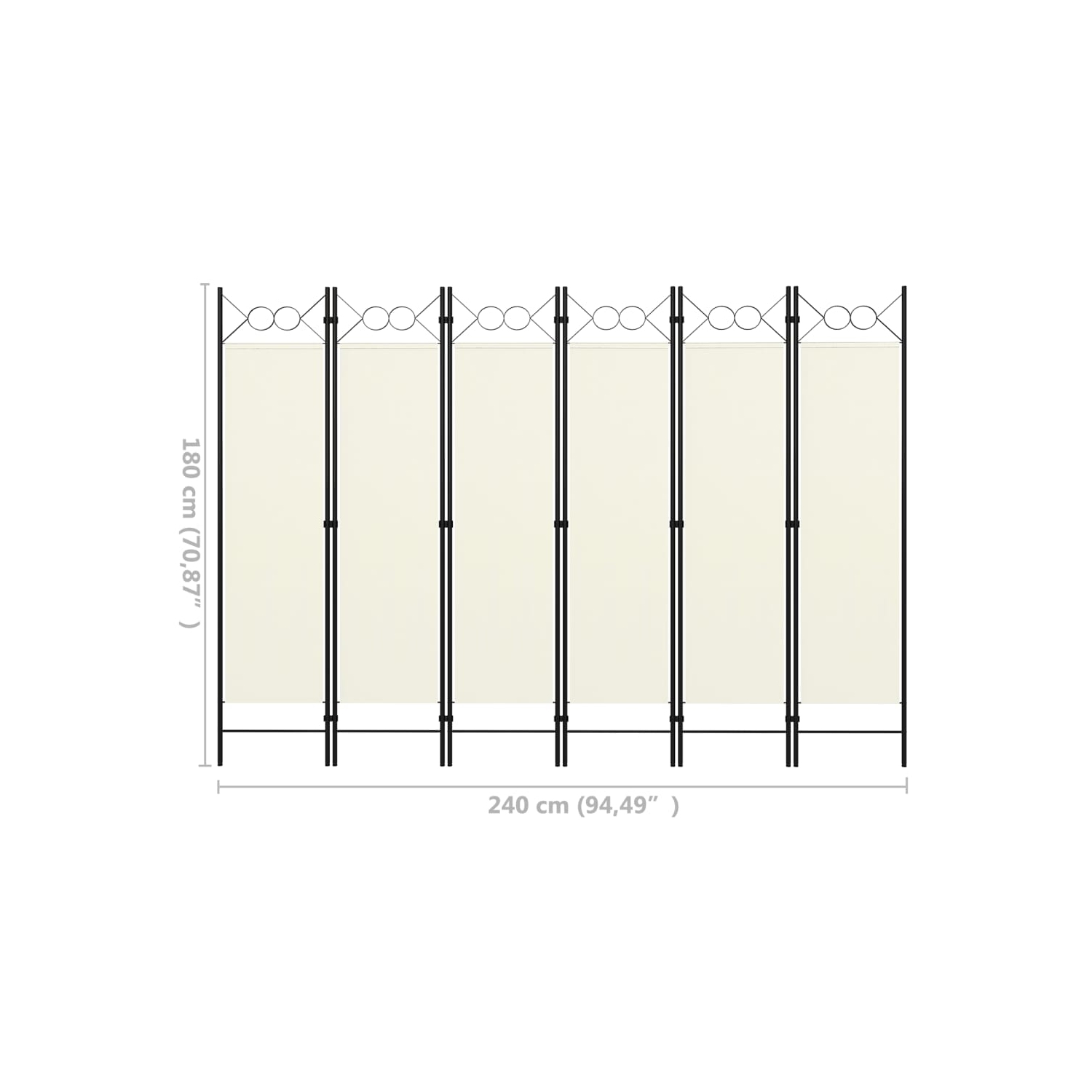 Panneau séparateur de pièce à 6 panneaux blanc crème VidaXL 94.5 x 709 po