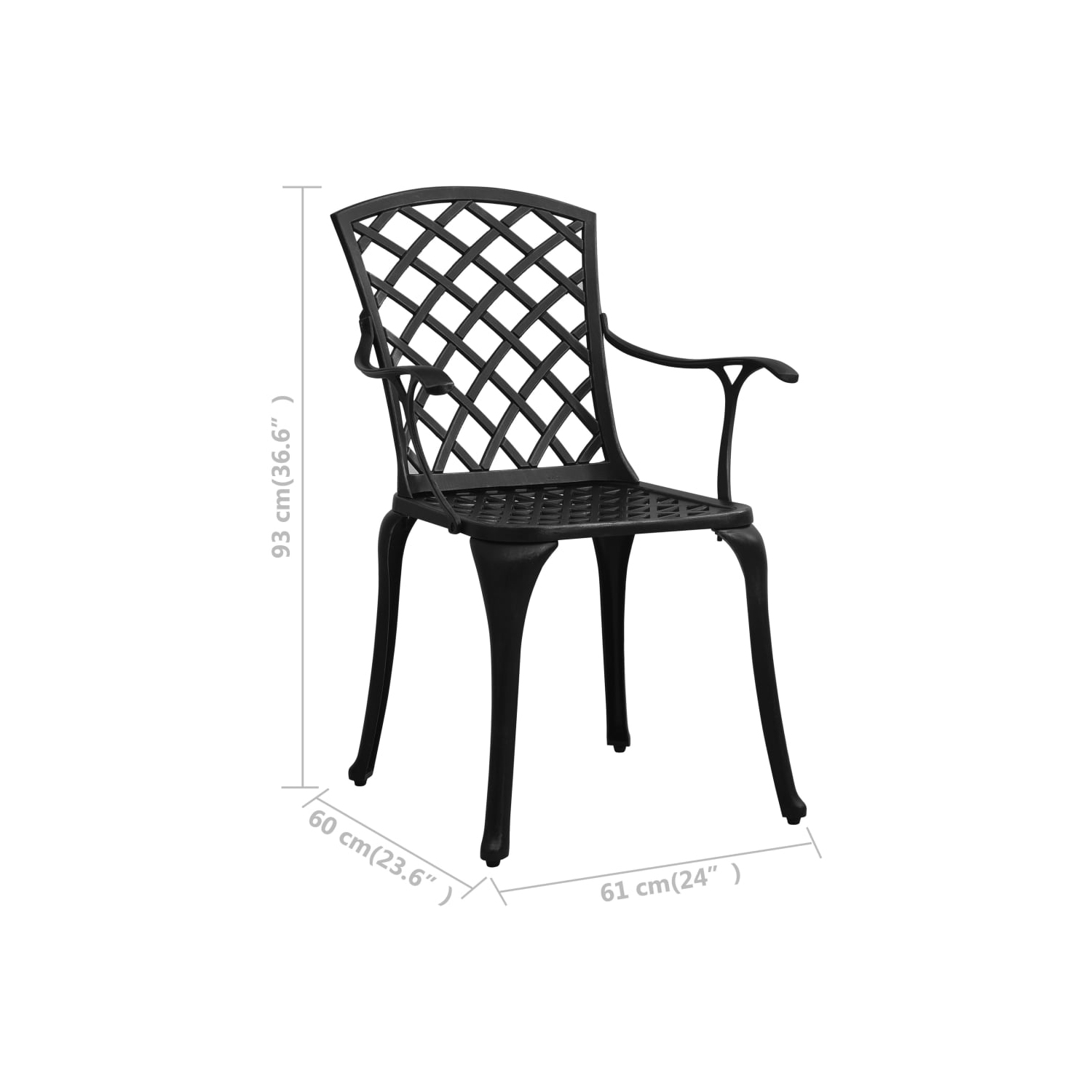 vidaXL Patio Chairs 2 pcs Cast Aluminum Black