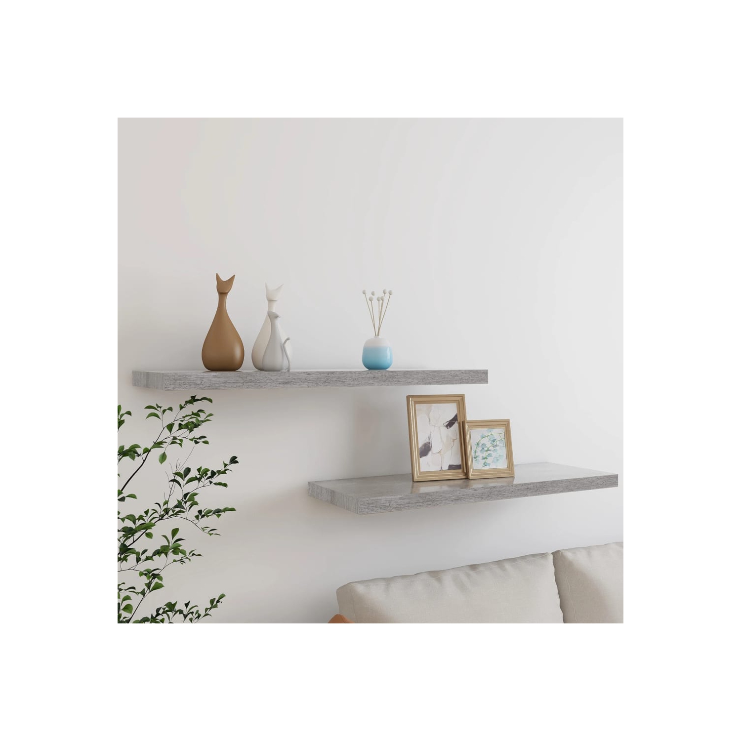 vidaXL Floating Wall Shelves 2 pcs Concrete Gray 31.5"x9.3"x1.5" MDF