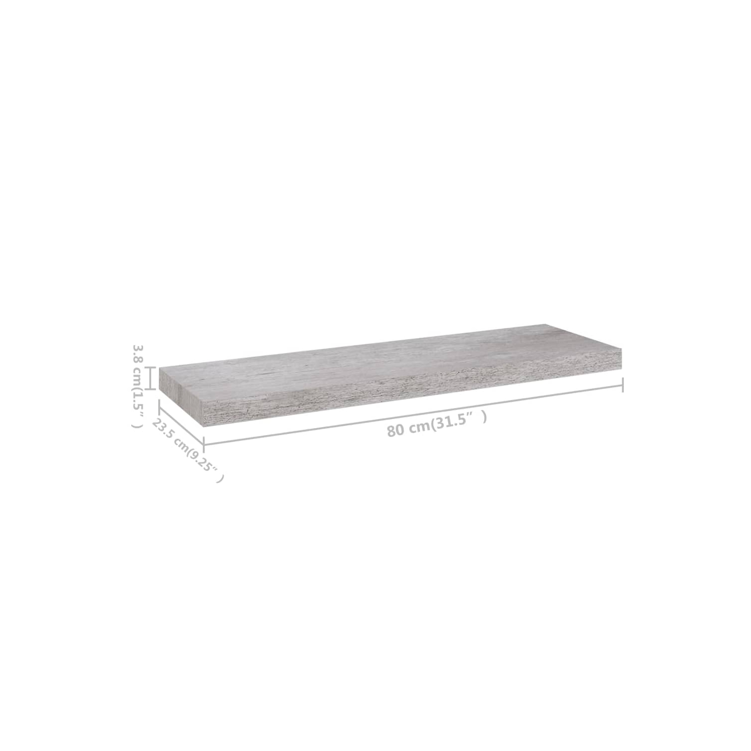 vidaXL Floating Wall Shelves 2 pcs Concrete Gray 31.5"x9.3"x1.5" MDF