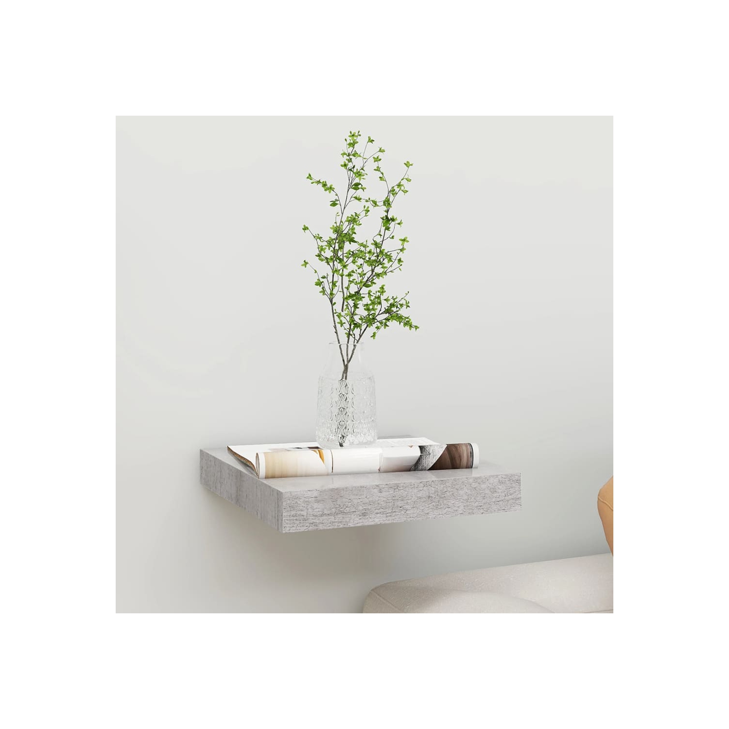 vidaXL Floating Wall Shelf Concrete Gray 9.1"x9.3"x1.5" MDF