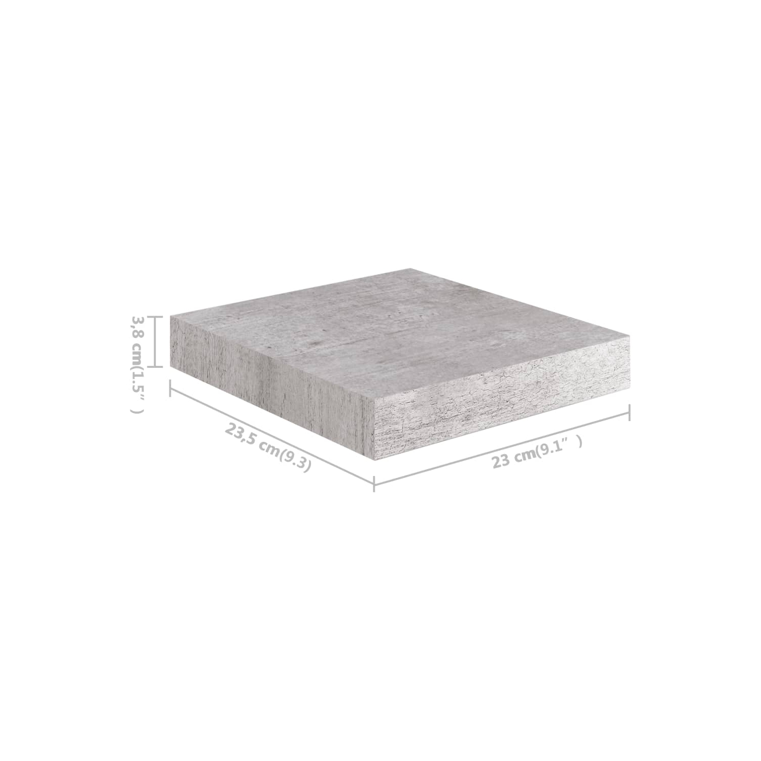 vidaXL Floating Wall Shelf Concrete Gray 9.1"x9.3"x1.5" MDF