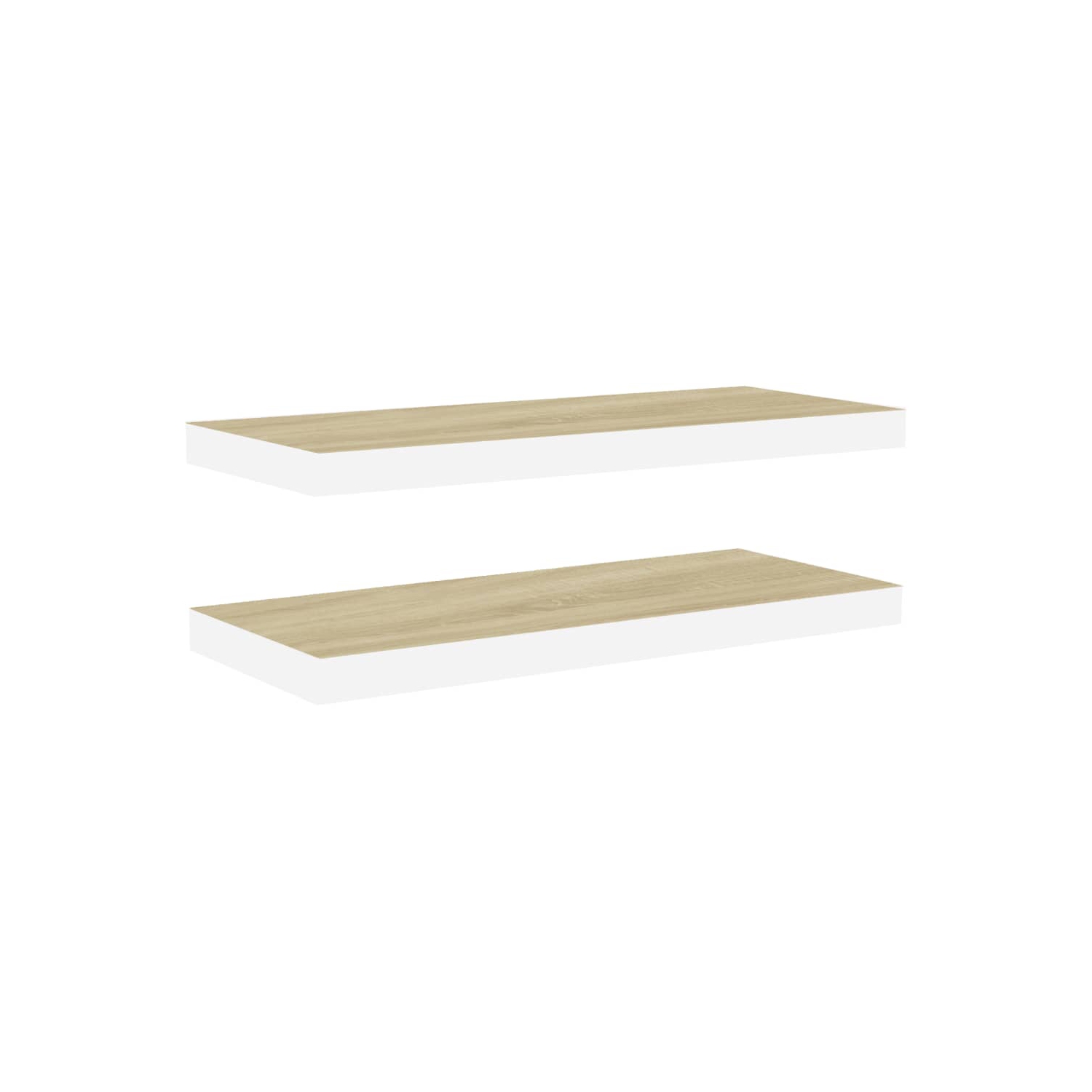 vidaXL Floating Wall Shelves 2 pcs Oak and White 31.5"x9.3"x1.5" MDF