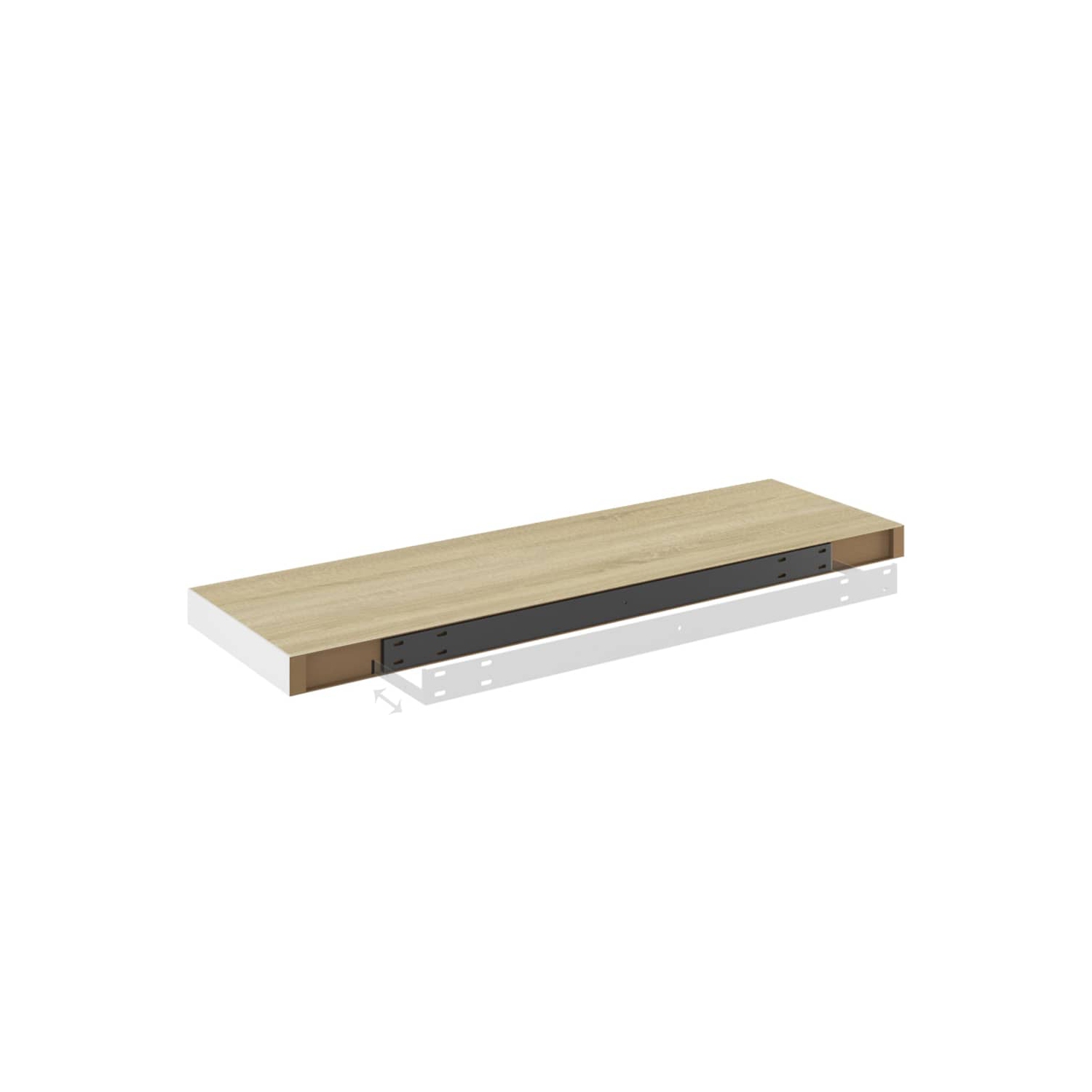 vidaXL Floating Wall Shelf Oak and White 31.5"x9.3"x1.5" MDF