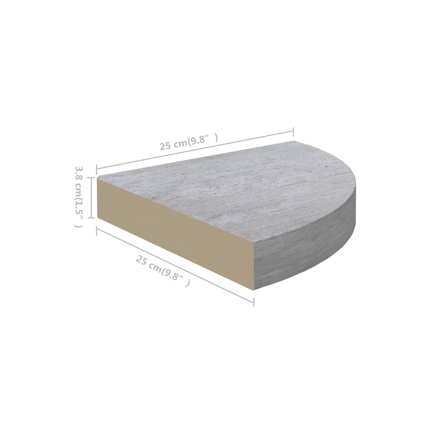 vidaXL Wall Corner Shelf Concrete Gray 9.8"x9.8"x1.4" MDF