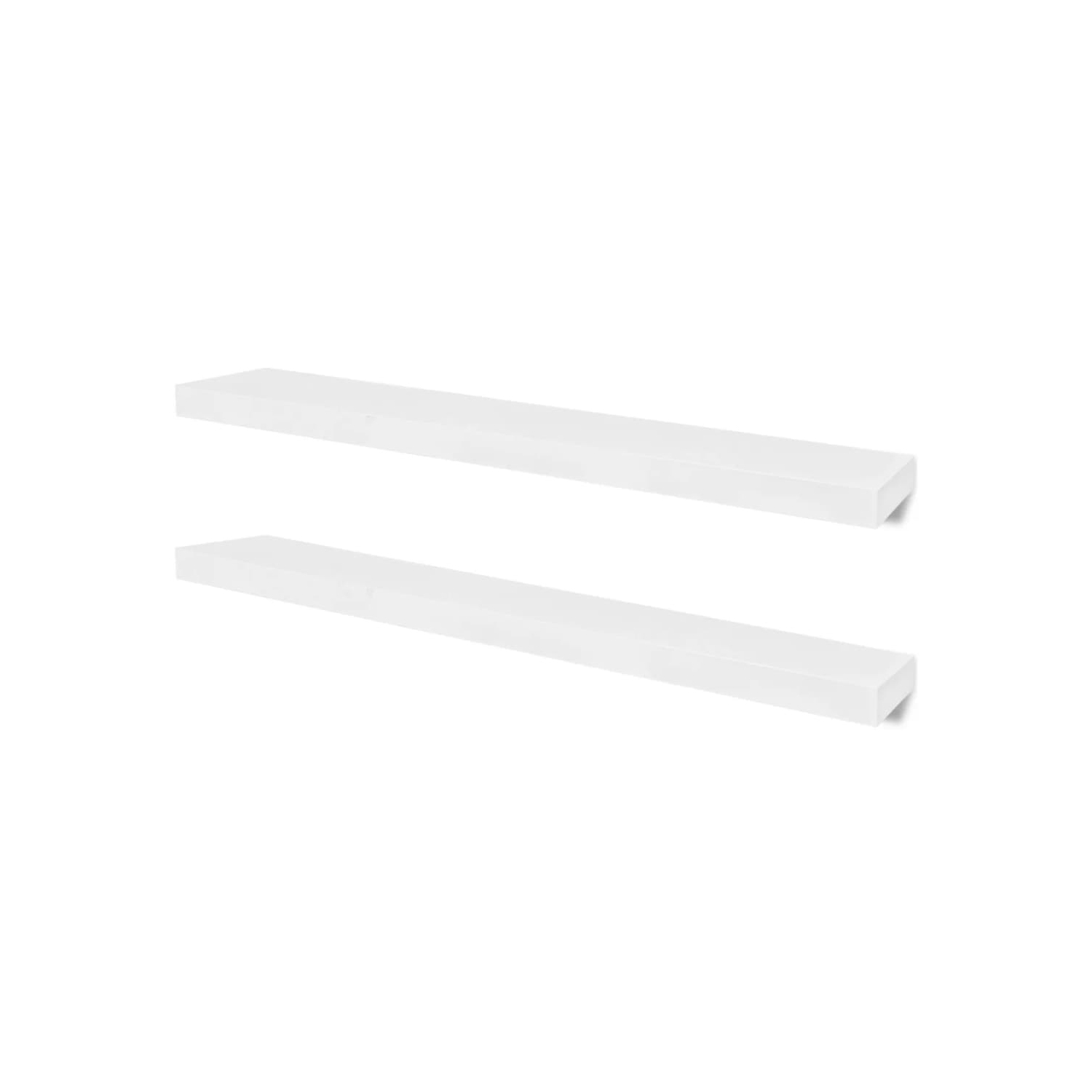 2 White MDF Floating Wall Display Shelves Book/DVD Storage