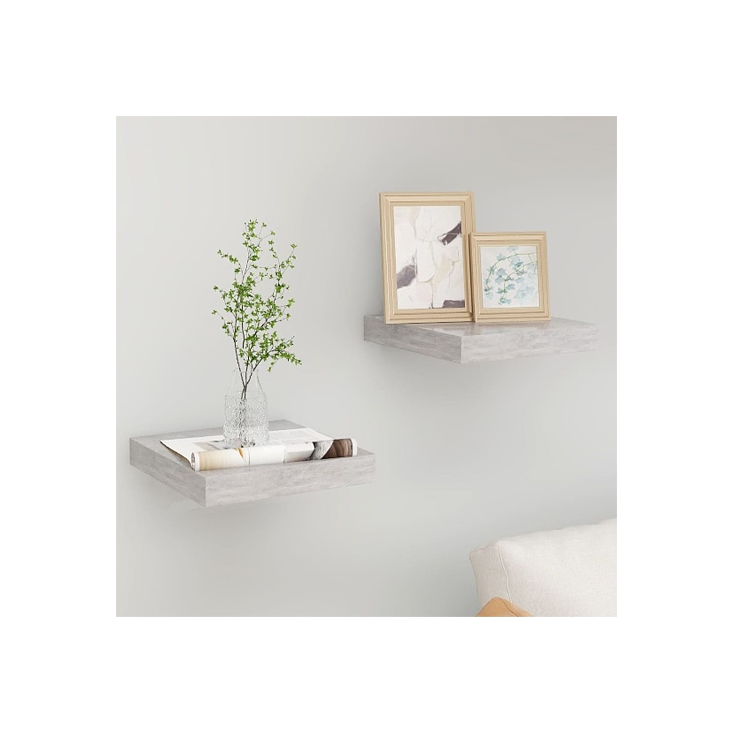 vidaXL Floating Wall Shelves 2 pcs Concrete Gray 9.1"x9.3"x1.5" MDF