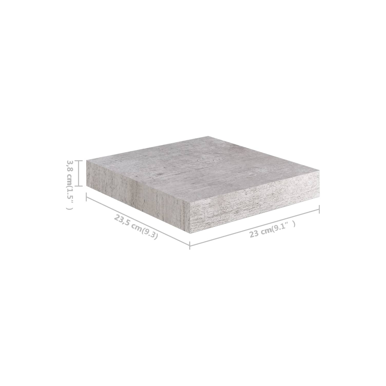 vidaXL Floating Wall Shelves 2 pcs Concrete Gray 9.1"x9.3"x1.5" MDF