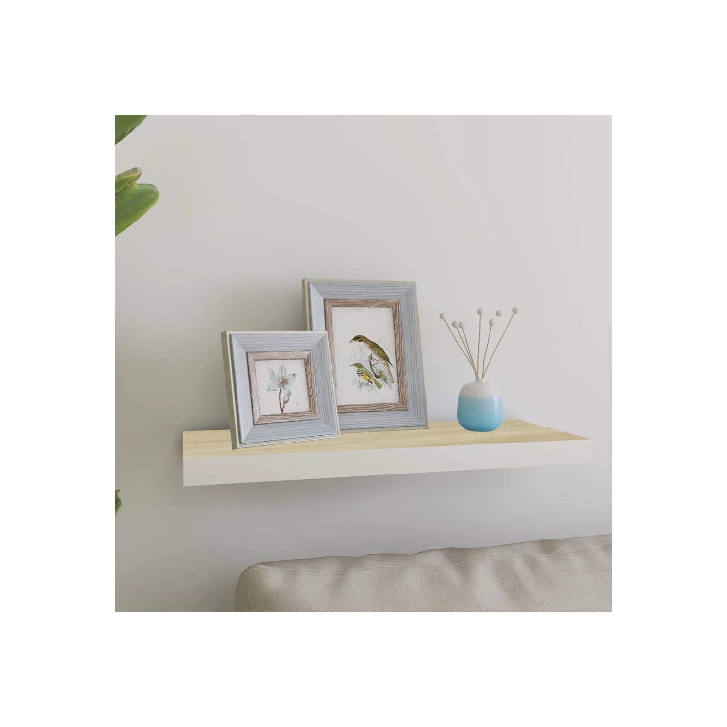 Étagère murale flottante VidaXL, chêne et blanc, MDF 23.6 x 9,3 x 1,5 po