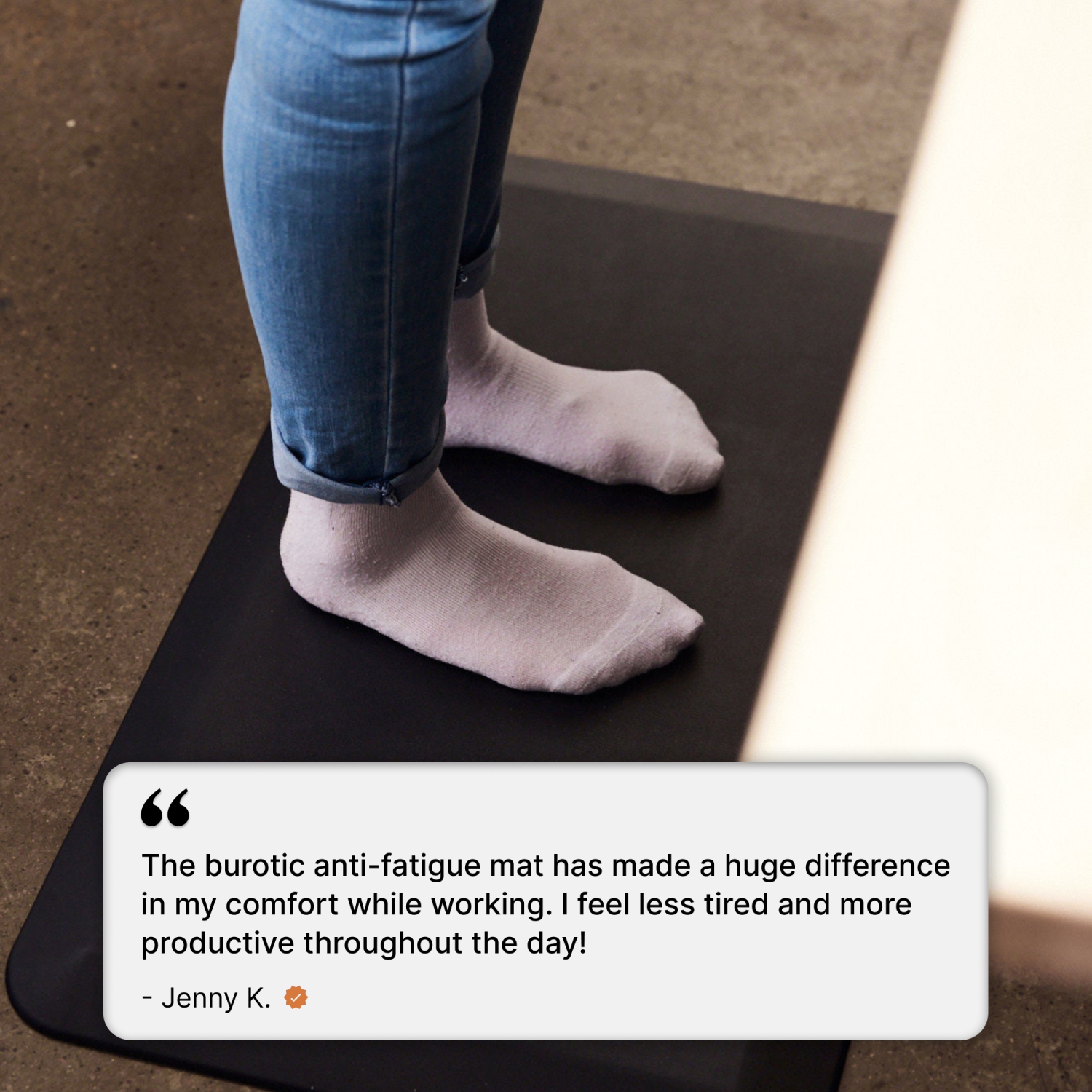 burotic Anti-Fatigue Mat – 0.75" Cushioned Mat for Standing Desk, Kitchen & Office – Non-Slip, Waterproof, Tear-Resistant – Eases Back, Foot & Knee
