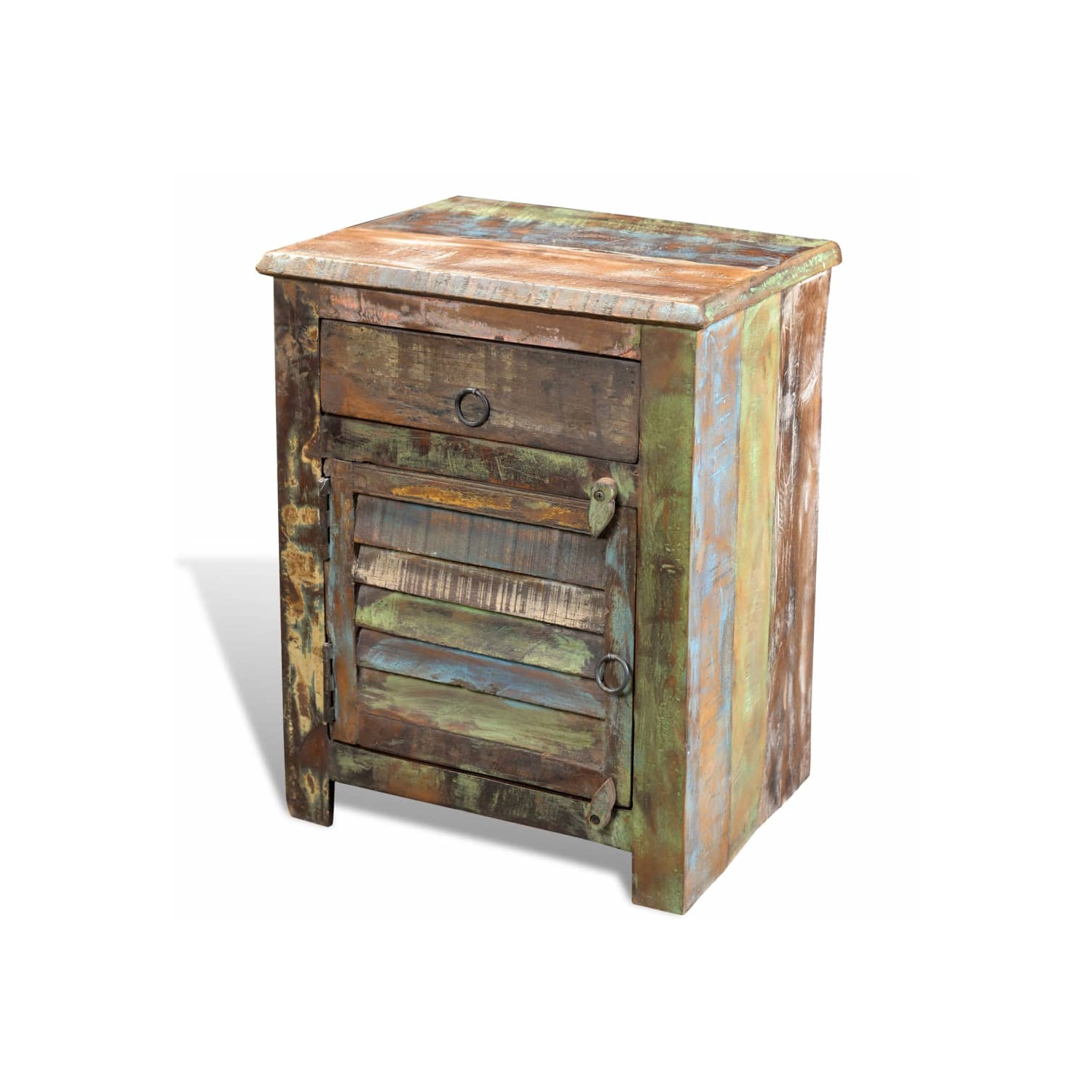 vidaXL End Table with 1 Drawer 1 Door Reclaimed Wood
