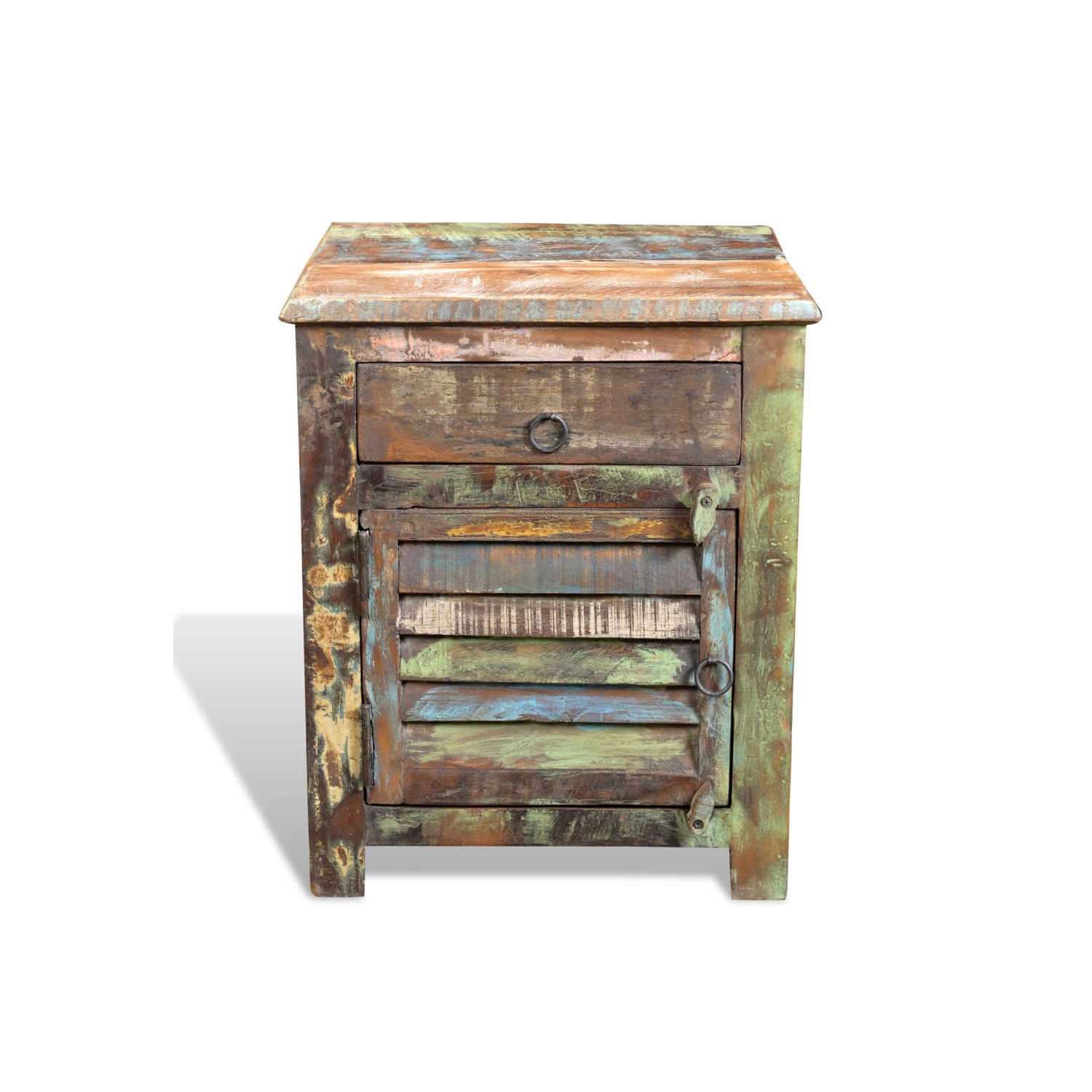vidaXL End Table with 1 Drawer 1 Door Reclaimed Wood