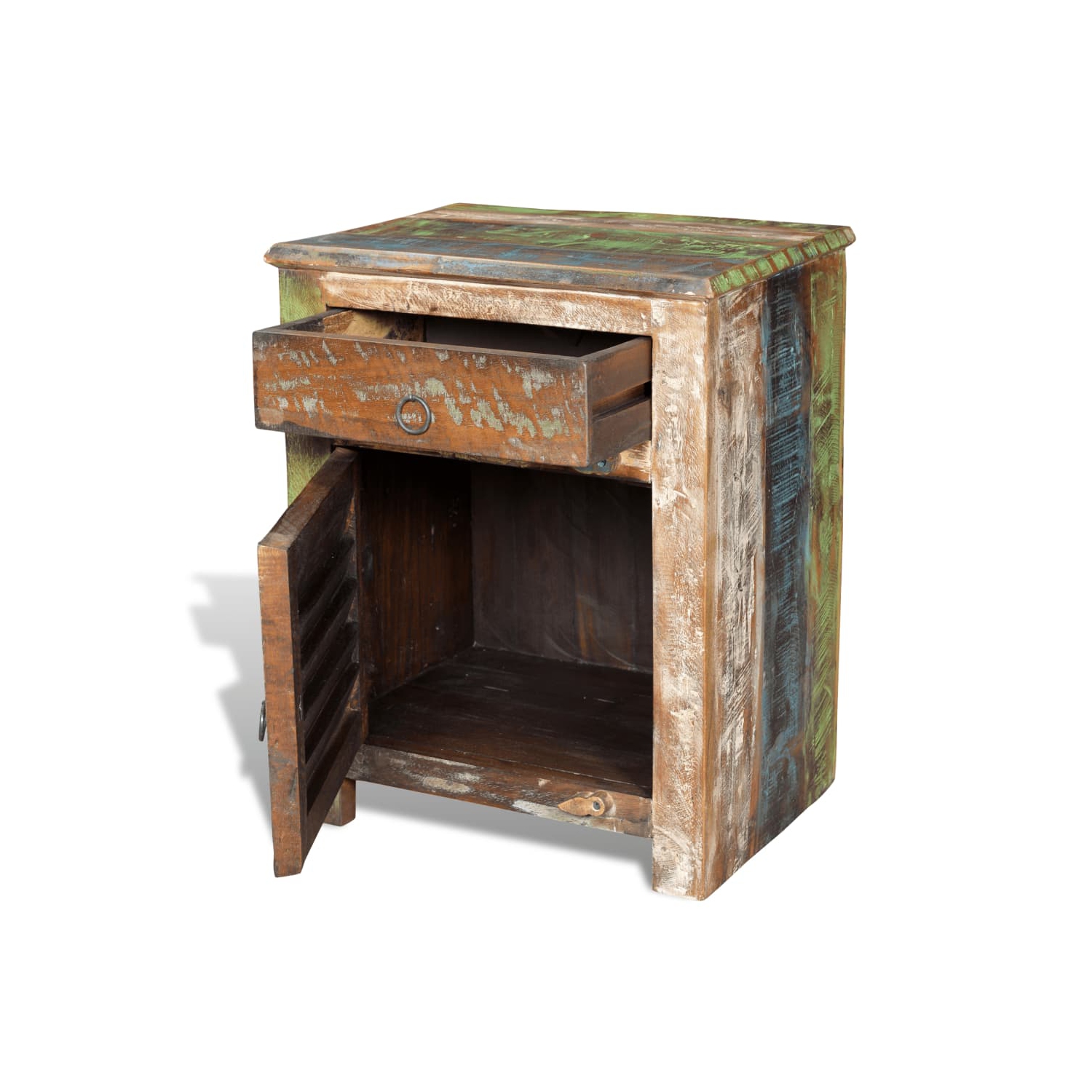 vidaXL End Table with 1 Drawer 1 Door Reclaimed Wood