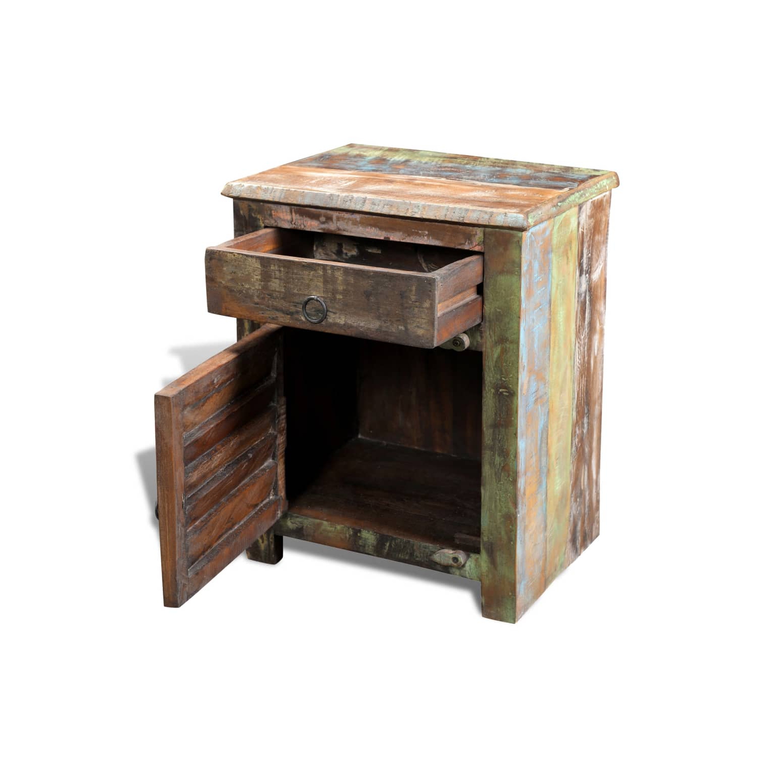 vidaXL End Table with 1 Drawer 1 Door Reclaimed Wood