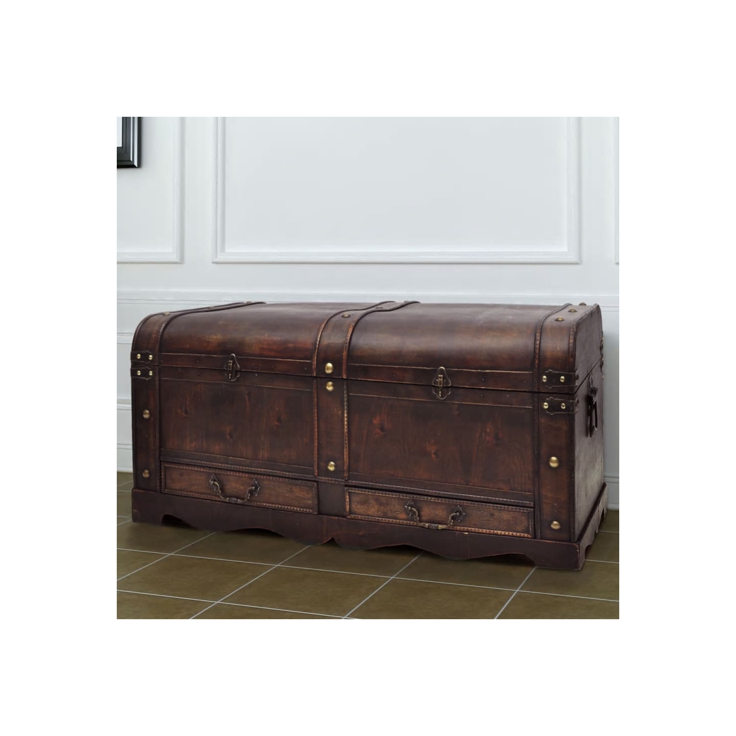 vidaXL Wooden Treasure Chest Large Brown