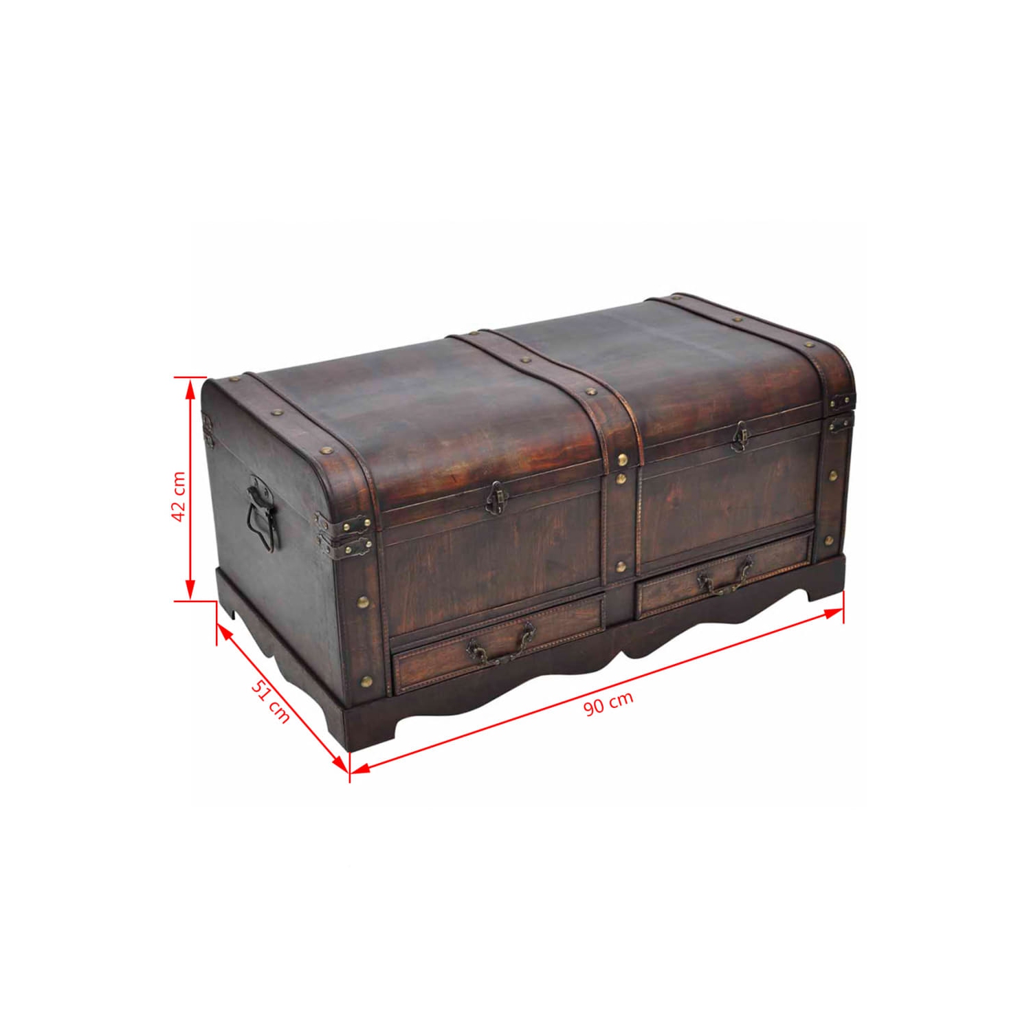 vidaXL Wooden Treasure Chest Large Brown