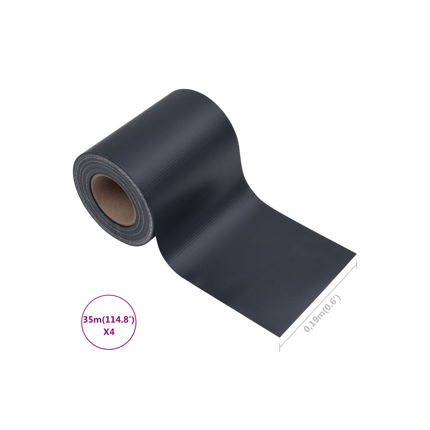 vidaXL Garden Privacy Screens 4 pcs PVC 114.8'x0.6' Matte Dark Gray