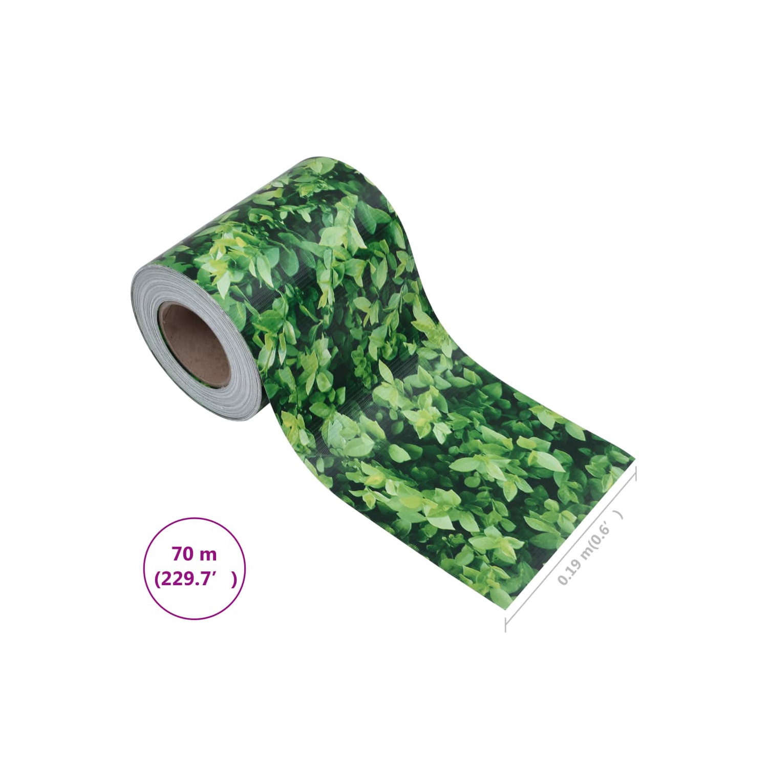 vidaXL Garden Privacy Screen PVC 229.7'x0.6' Green