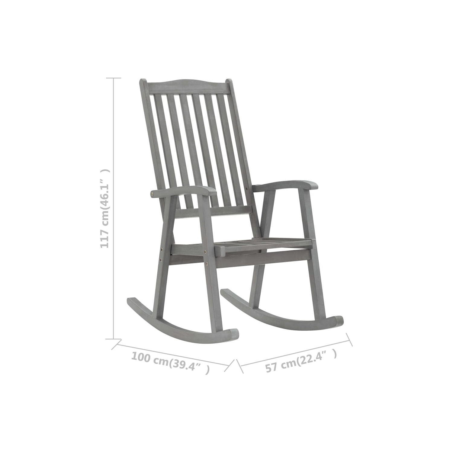 vidaXL Rocking Chair Gray Solid Acacia Wood