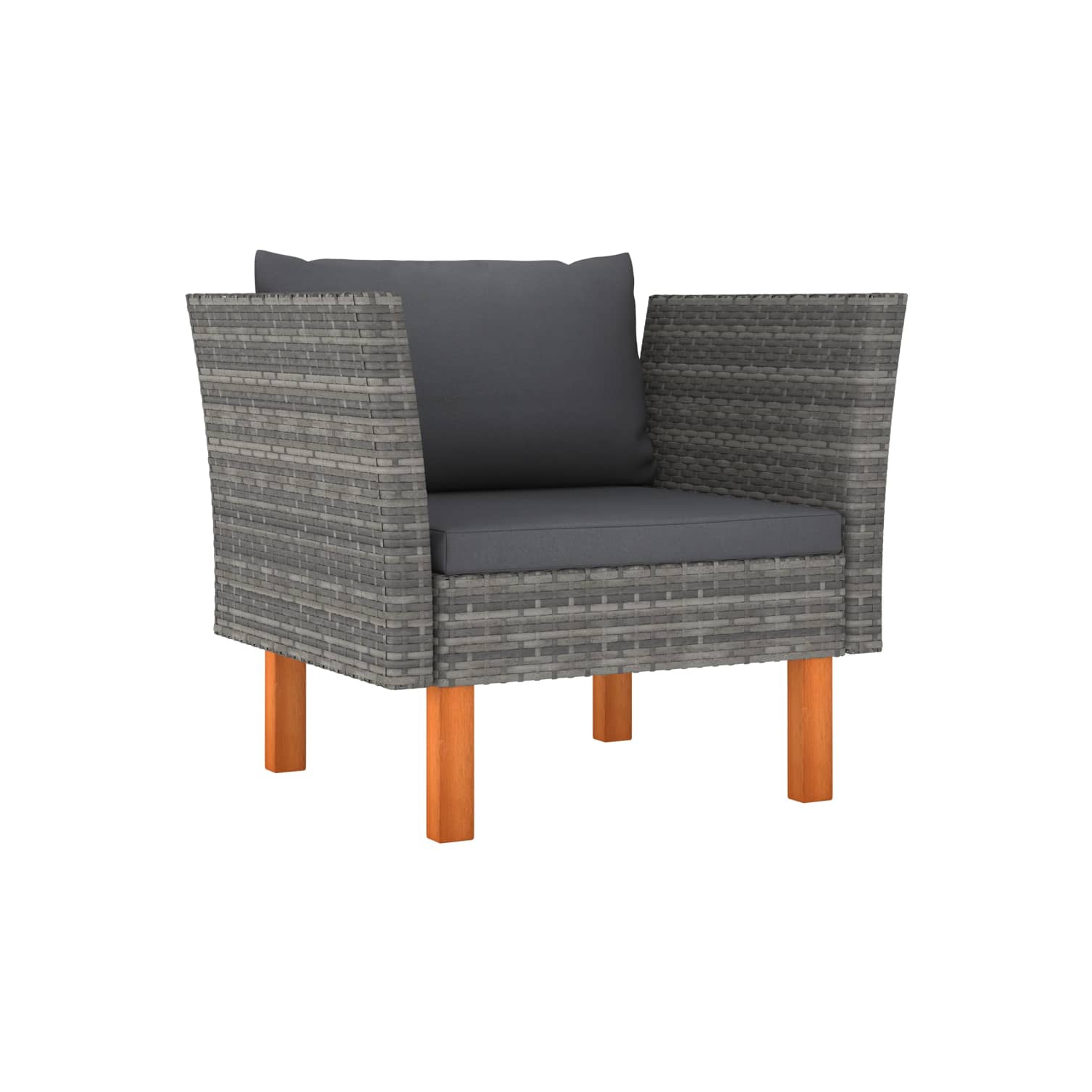 vidaXL 9 Piece Patio Lounge Set Poly Rattan and Eucalyptus Wood Gray