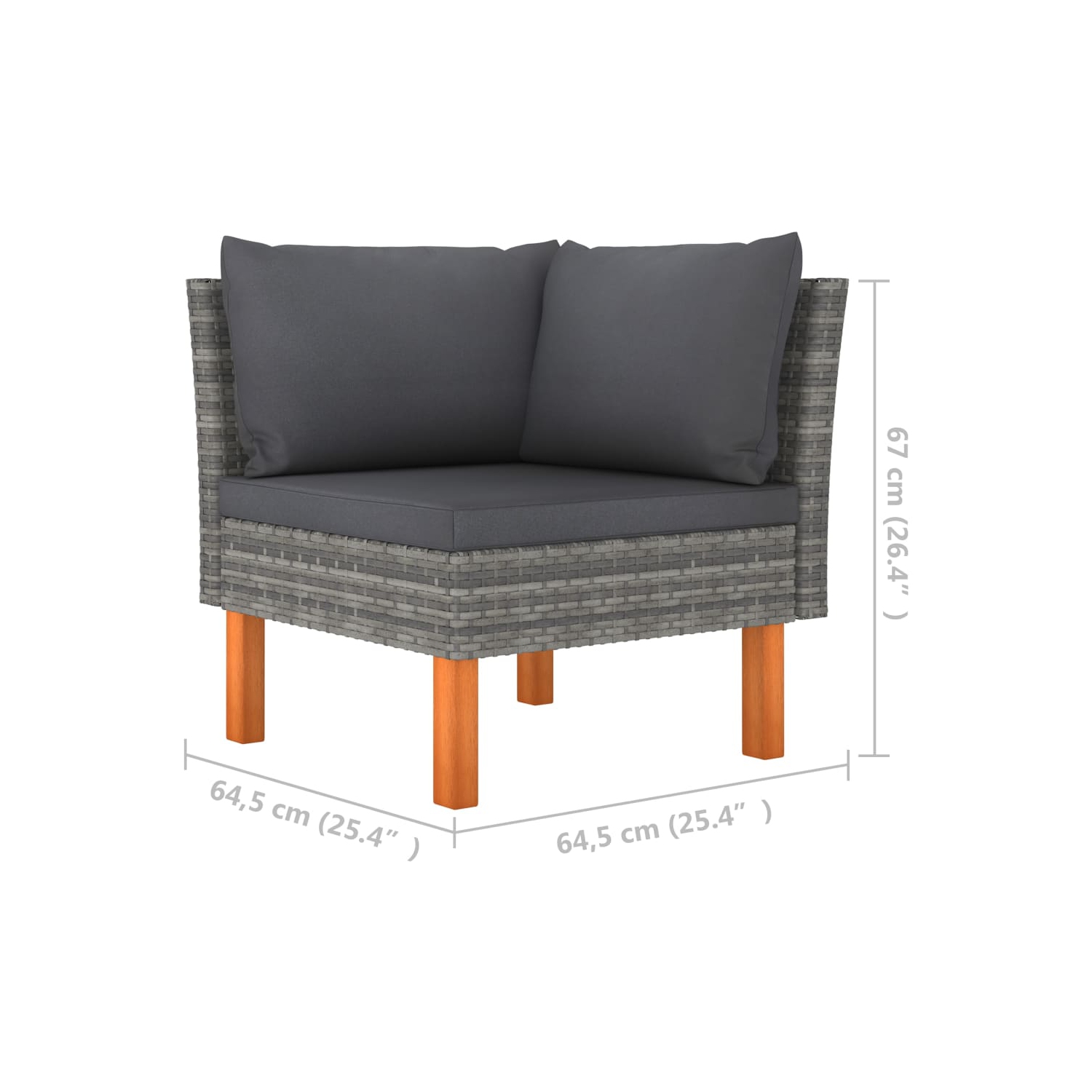 vidaXL 9 Piece Patio Lounge Set Poly Rattan and Eucalyptus Wood Gray