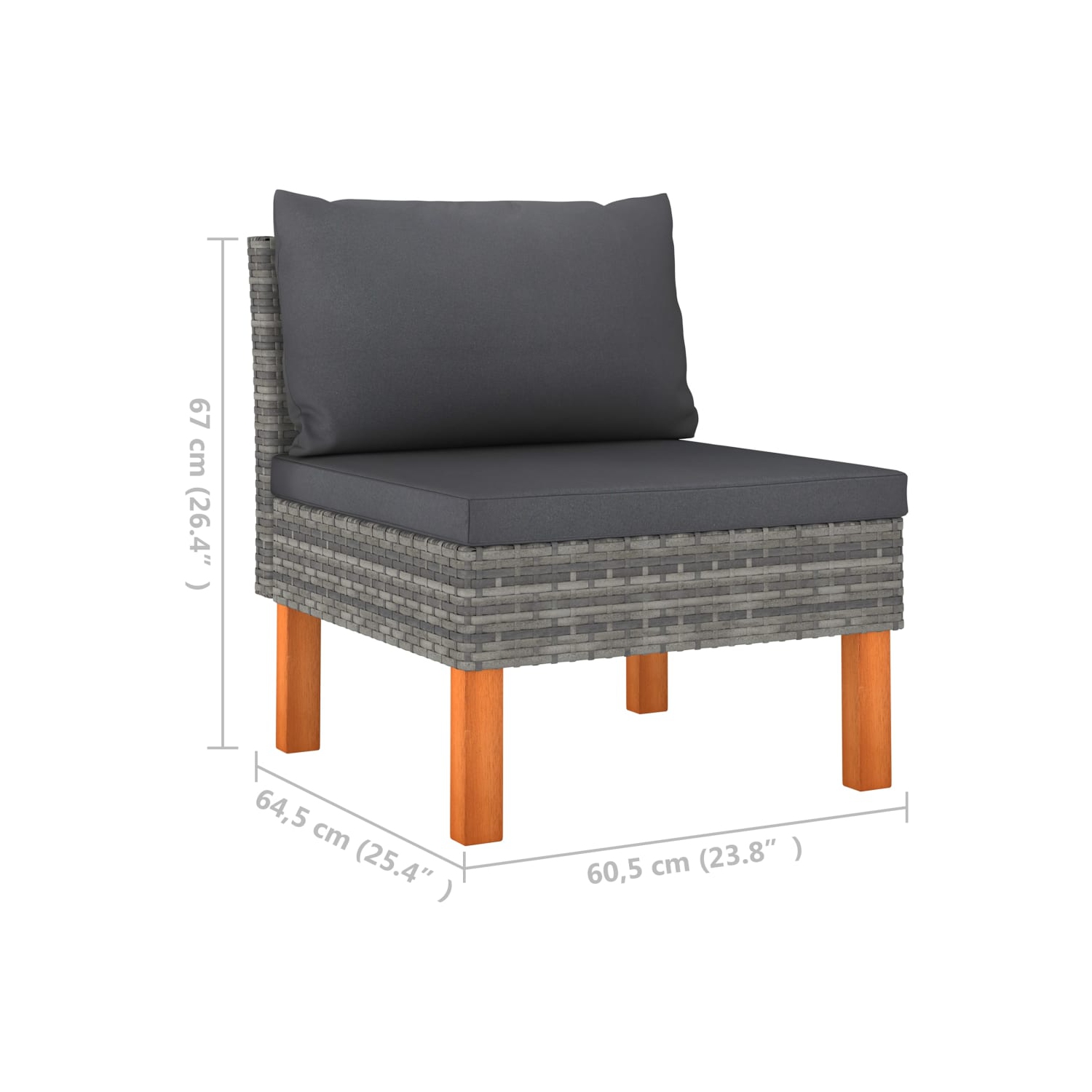 vidaXL 9 Piece Patio Lounge Set Poly Rattan and Eucalyptus Wood Gray