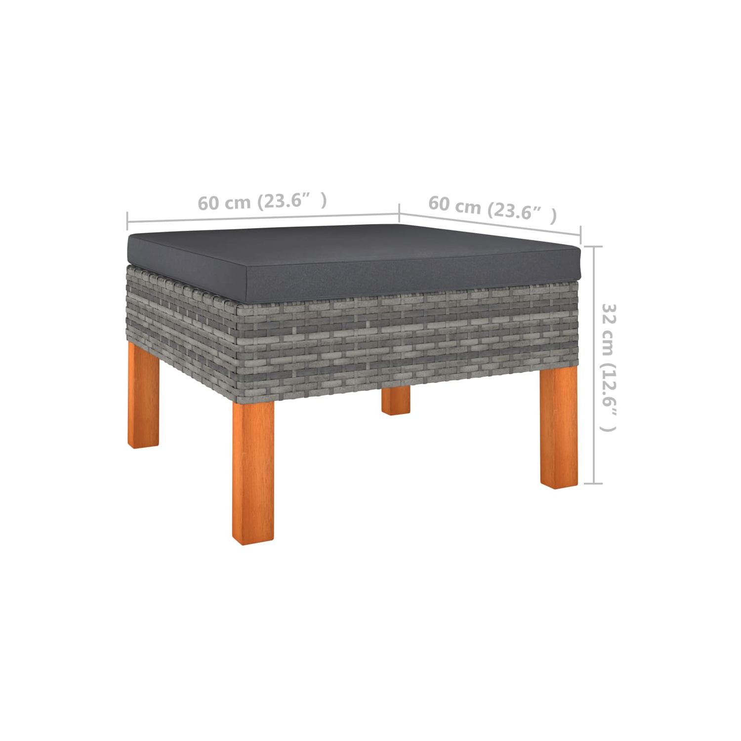 vidaXL 9 Piece Patio Lounge Set Poly Rattan and Eucalyptus Wood Gray