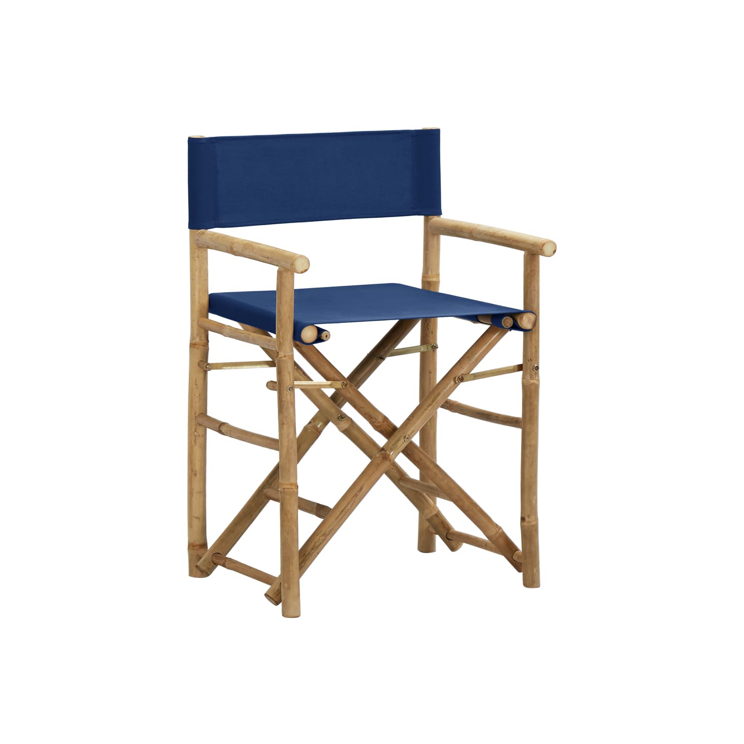 vidaXL Folding Director's Chairs 2 pcs Blue Bamboo and Fabric