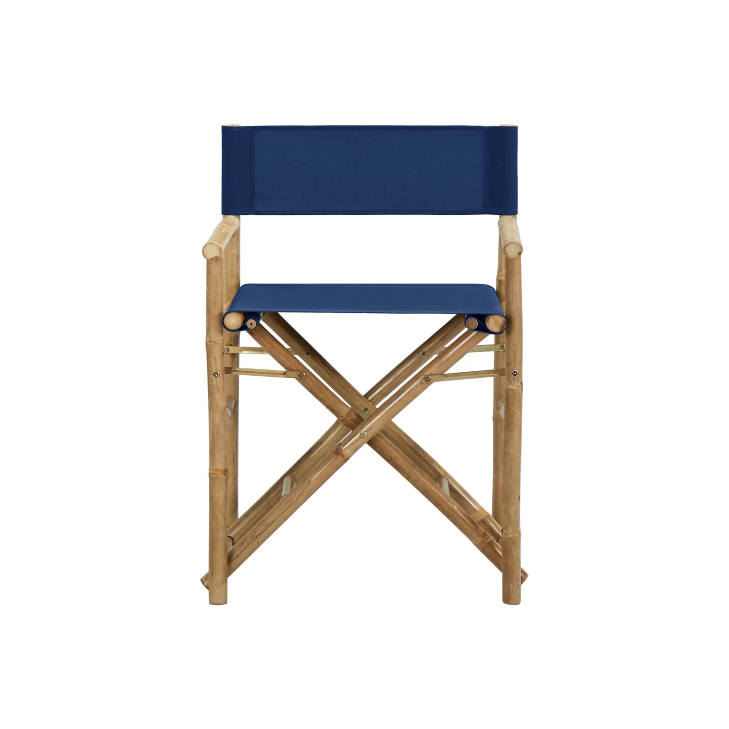 vidaXL Folding Director's Chairs 2 pcs Blue Bamboo and Fabric