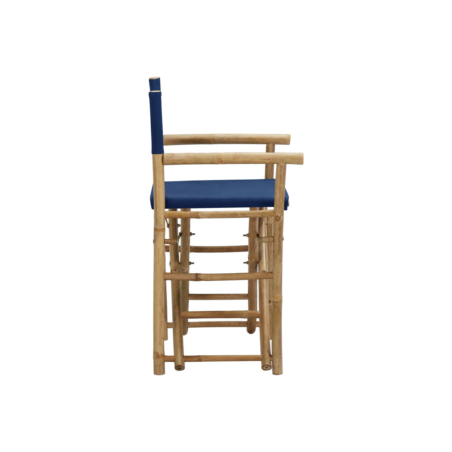 vidaXL Folding Director's Chairs 2 pcs Blue Bamboo and Fabric