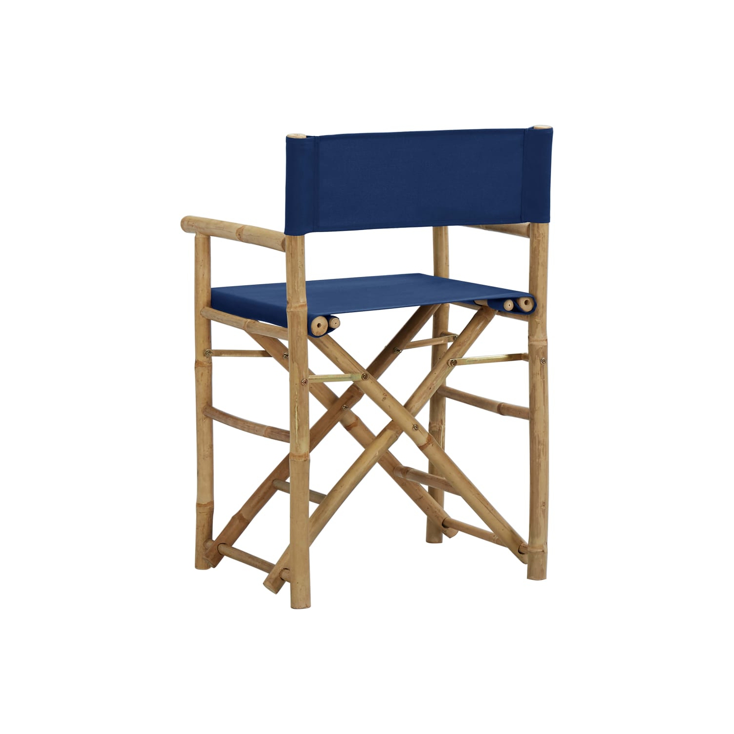 vidaXL Folding Director's Chairs 2 pcs Blue Bamboo and Fabric