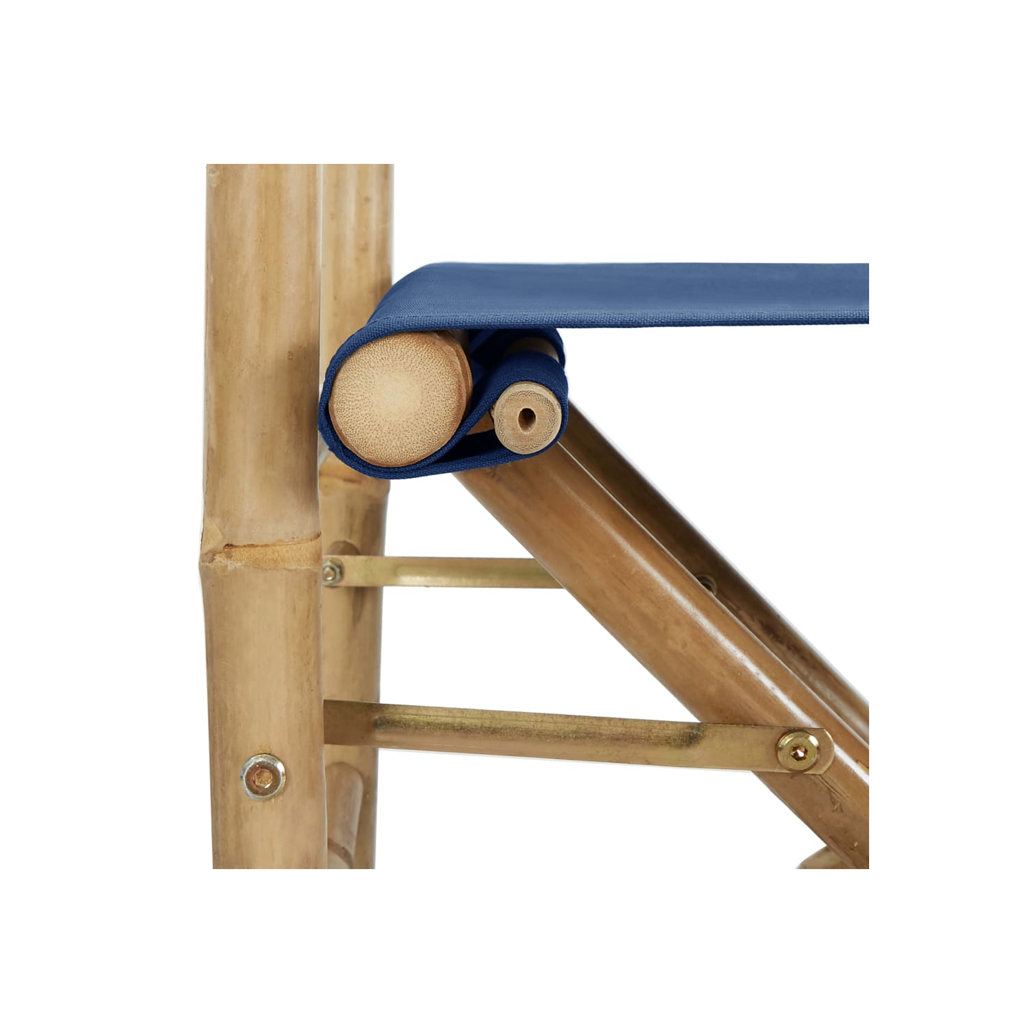 vidaXL Folding Director's Chairs 2 pcs Blue Bamboo and Fabric