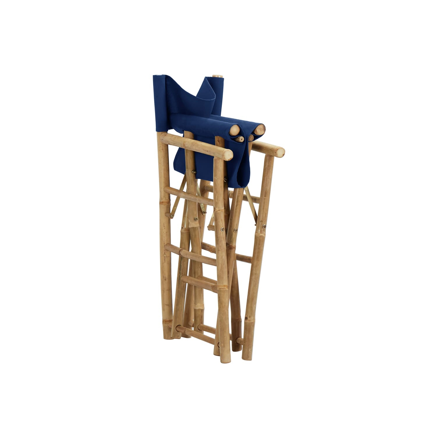 vidaXL Folding Director's Chairs 2 pcs Blue Bamboo and Fabric