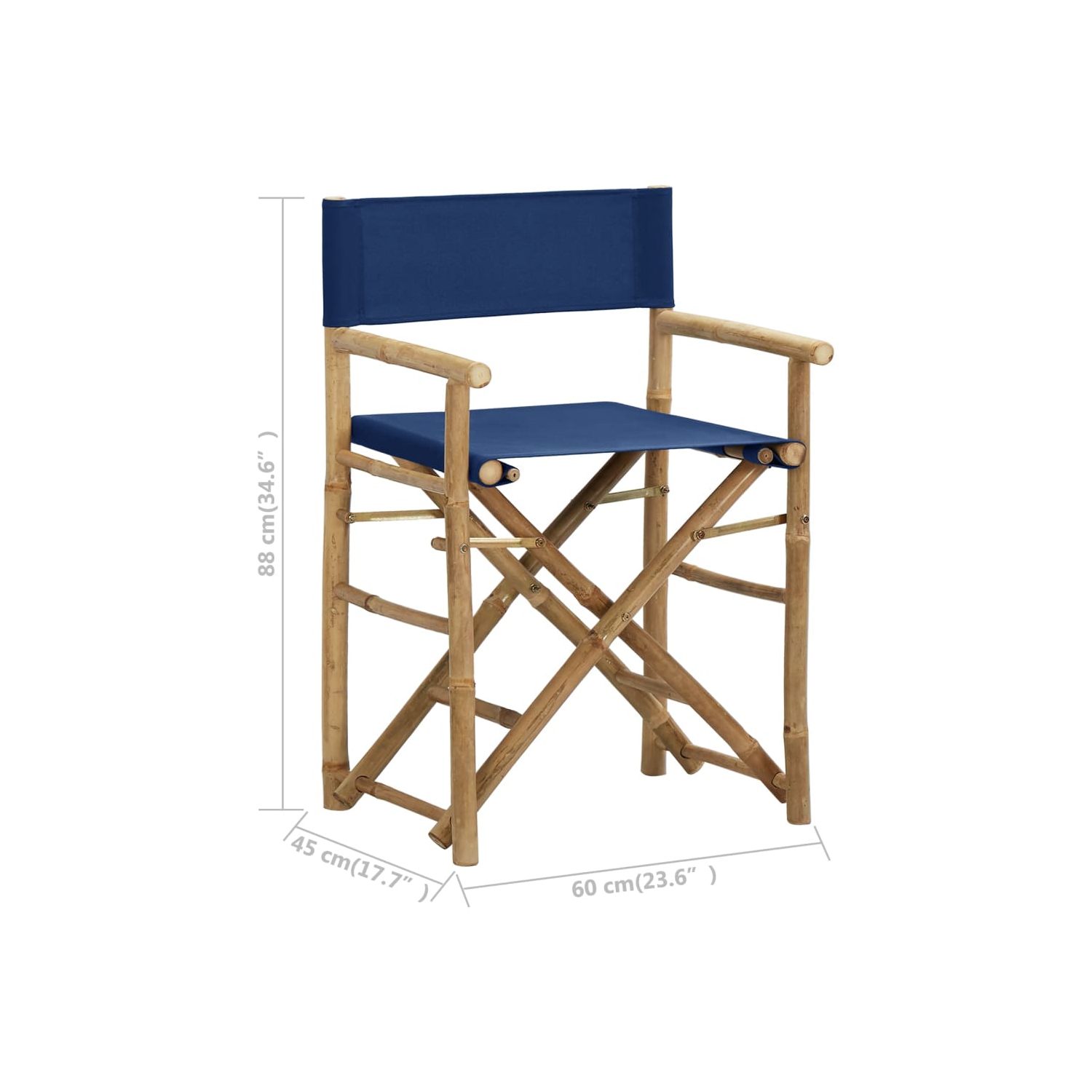 vidaXL Folding Director's Chairs 2 pcs Blue Bamboo and Fabric