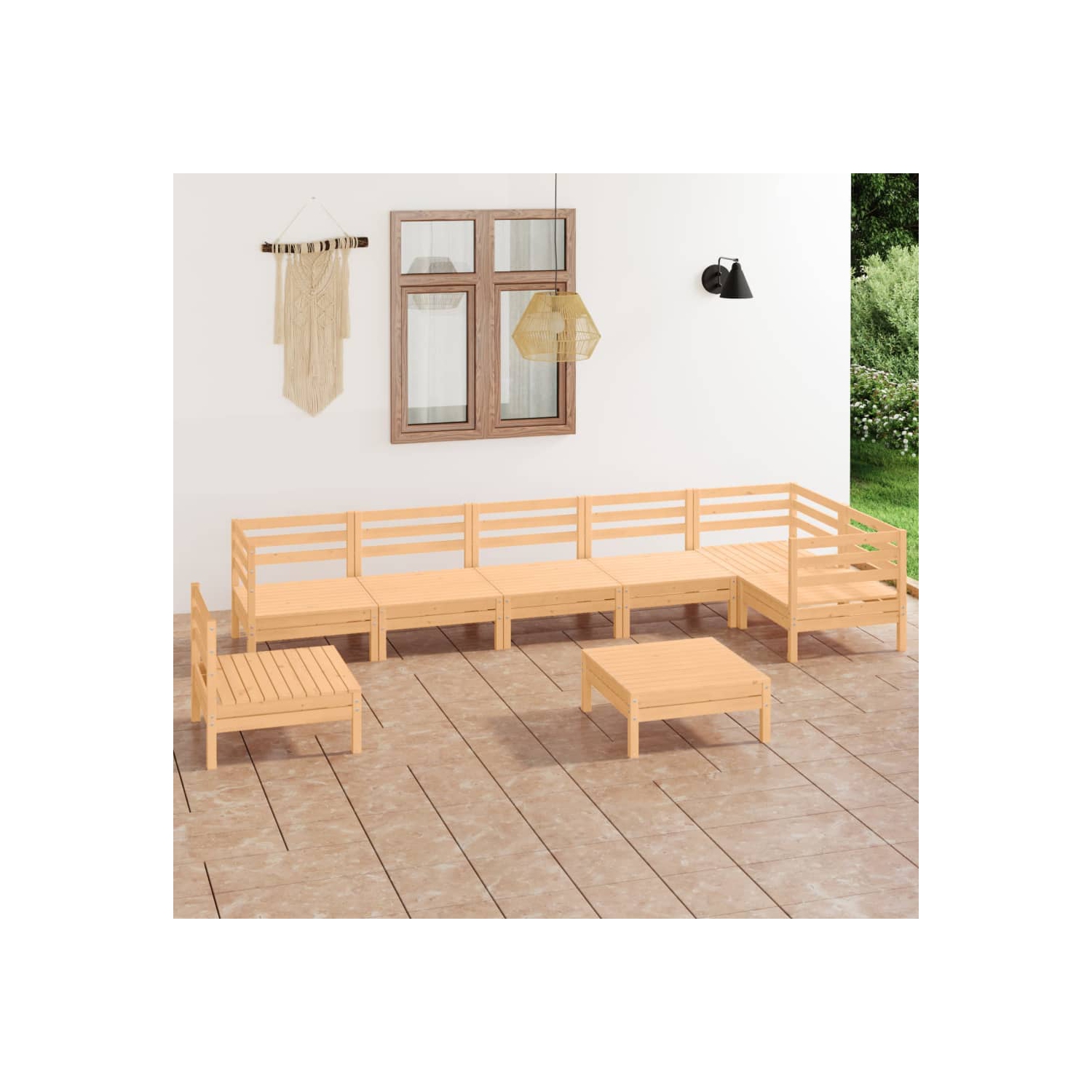 vidaXL 8 Piece Patio Lounge Set Solid Pinewood