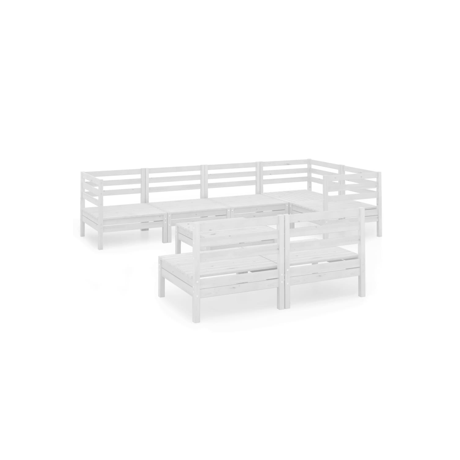 vidaXL 8 Piece Patio Lounge Set Solid Pinewood White