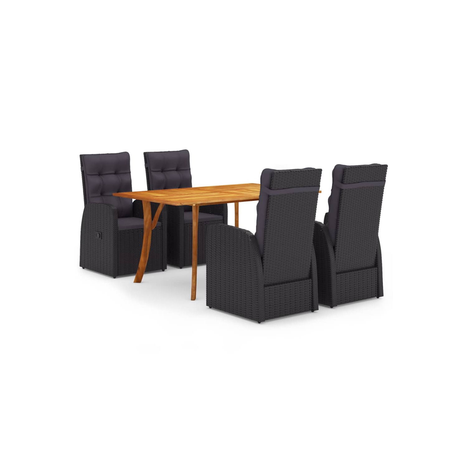 vidaXL 5 Piece Patio Dining Set Black