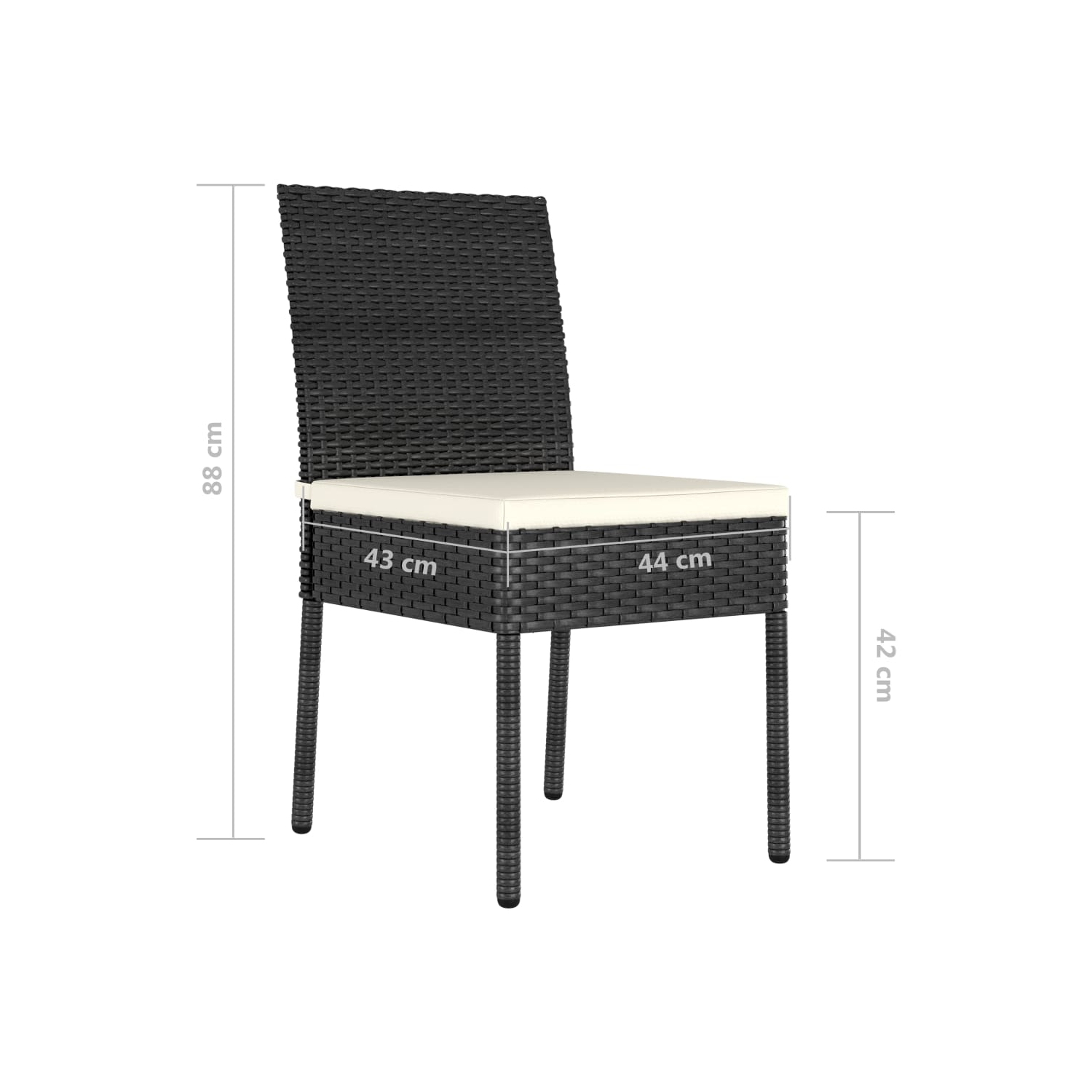 Chaises de salle à manger de patio VidaXL, 4 pièces, rotin noir