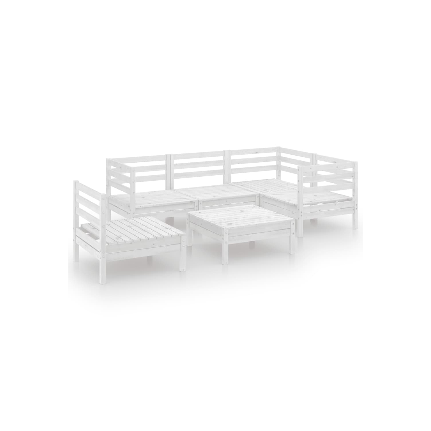 vidaXL 6 Piece Patio Lounge Set Solid Pinewood White