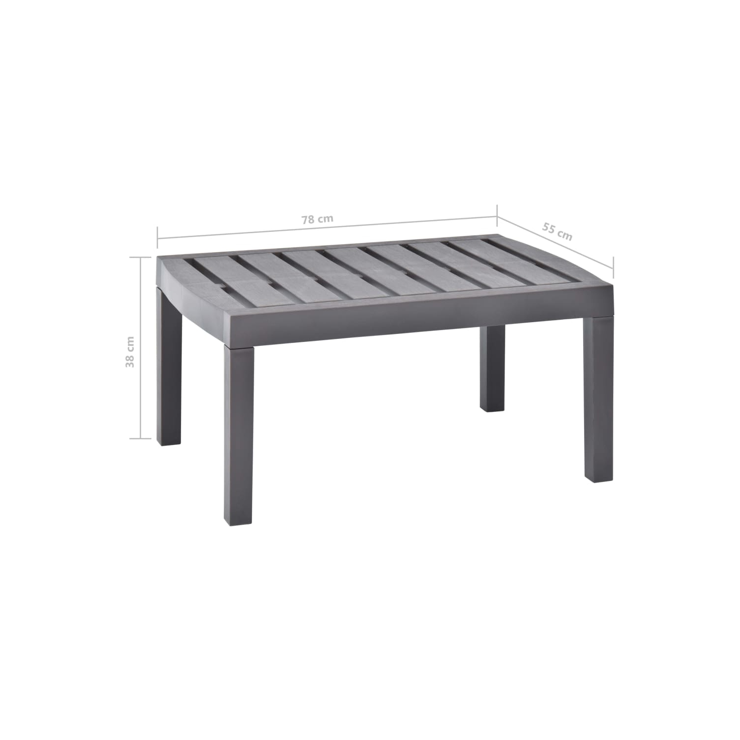 Table de jardin VidaXL en plastique moka, 30.7 x 21,7 x 15 po