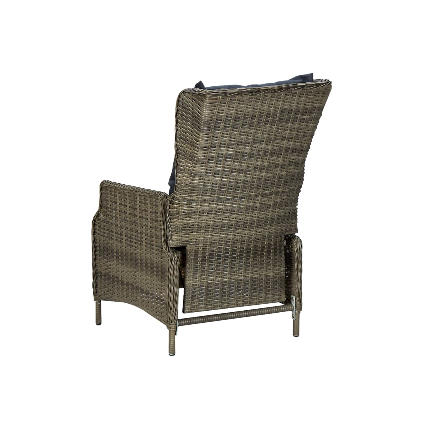 Chaise de patio inclinable VidaXL avec coussins en rotin brun