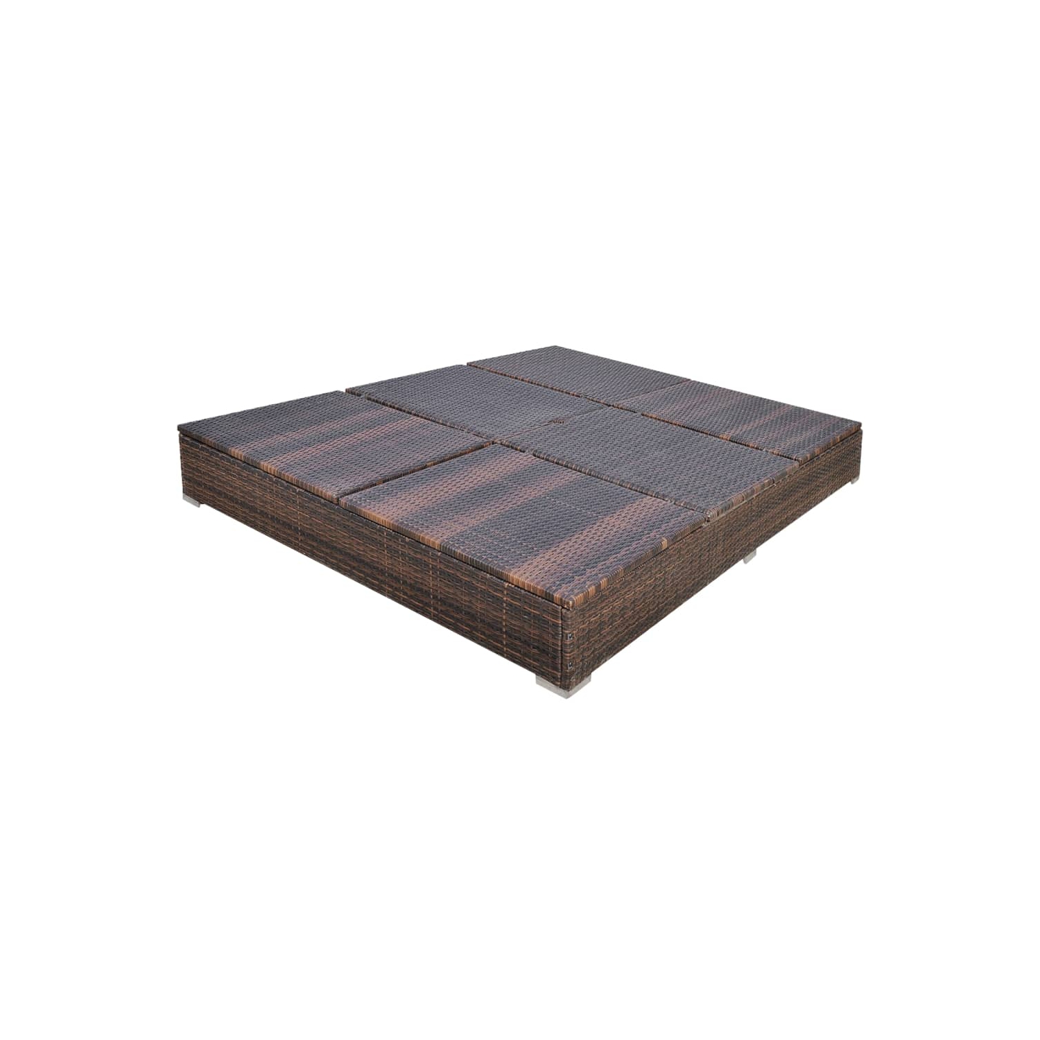 vidaXL Patio Lounge Bed with Umbrella Poly Rattan Brown