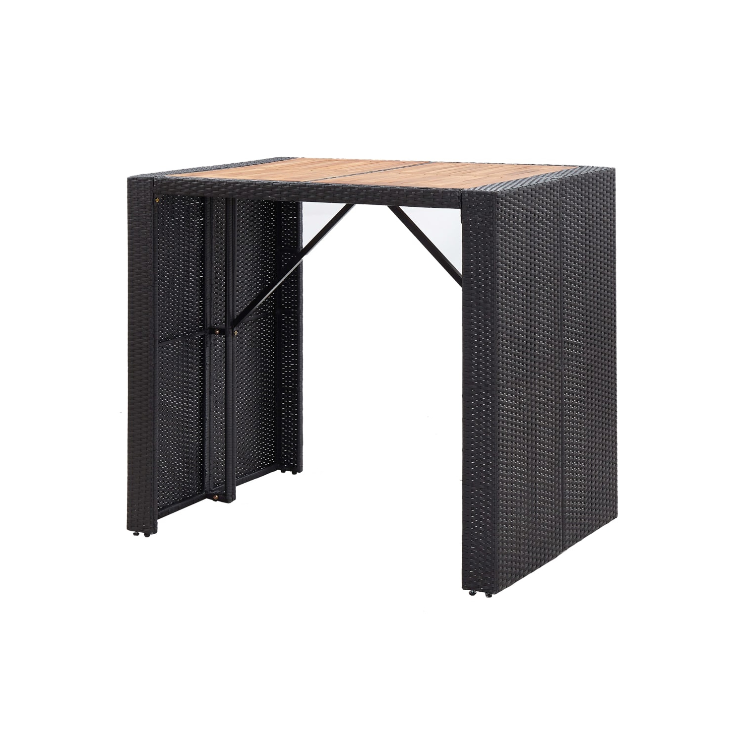 vidaXL 5 Piece Patio Bar Set Poly Rattan and Acacia Wood Black