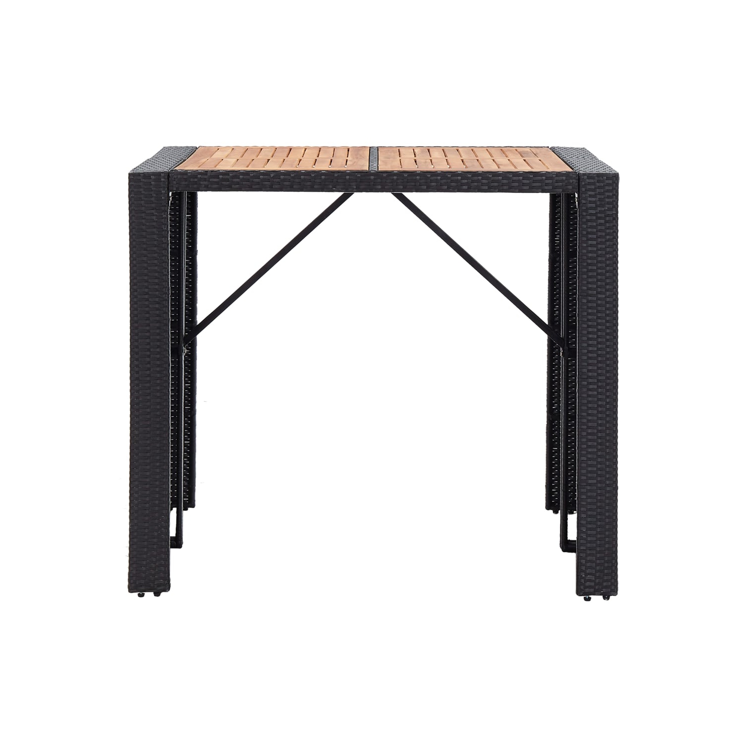 vidaXL 5 Piece Patio Bar Set Poly Rattan and Acacia Wood Black