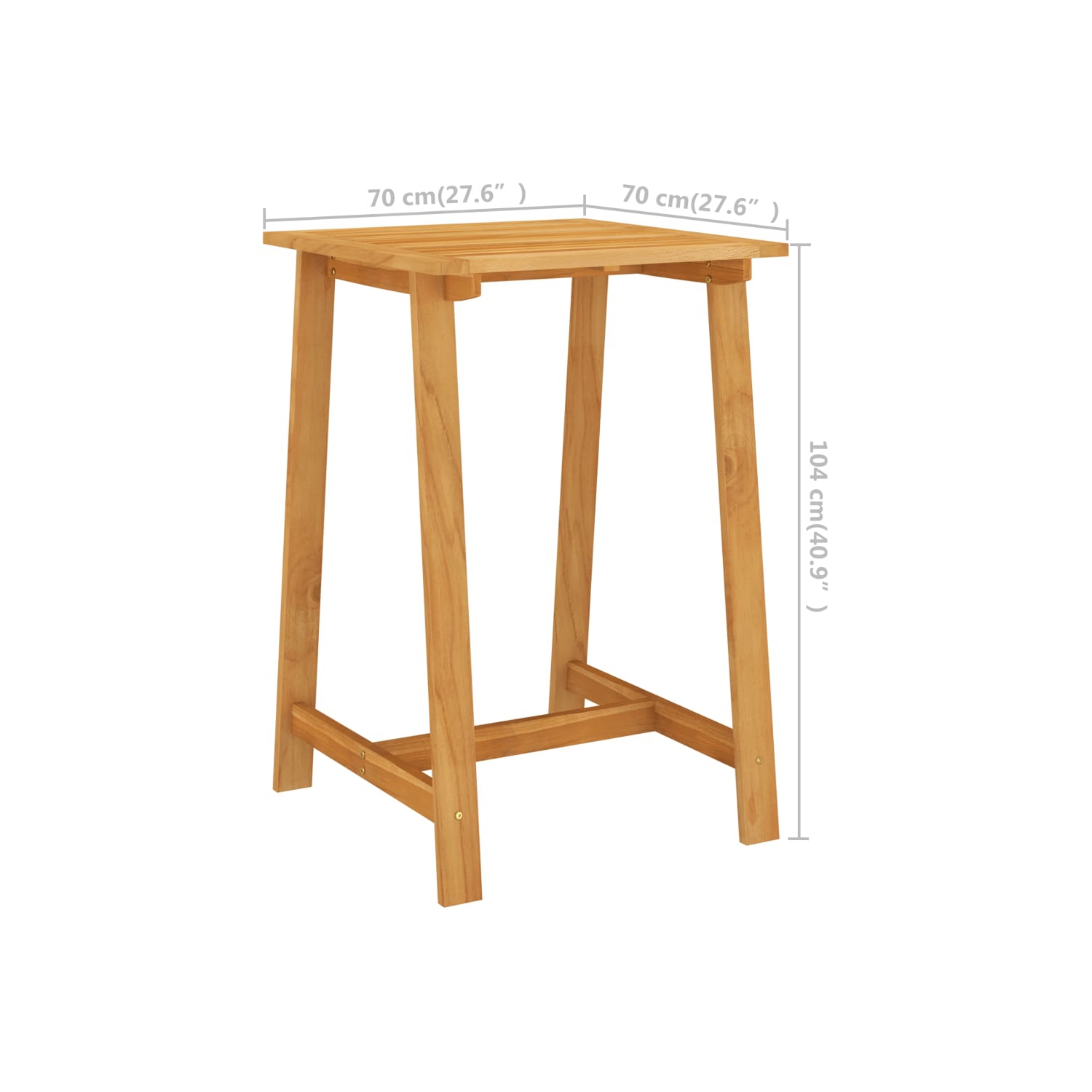 vidaXL Garden Bar Table 27.6"x27.6"x40.9" Solid Acacia Wood