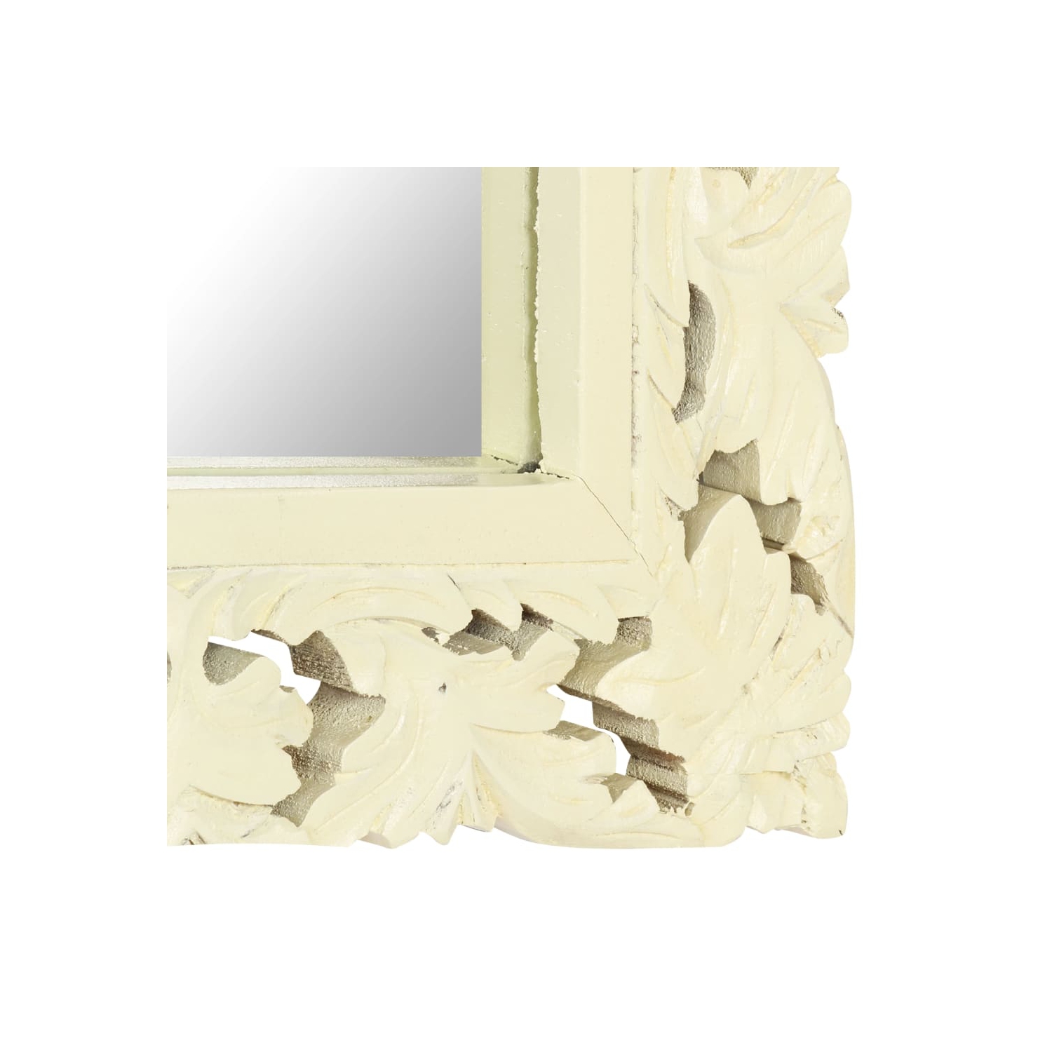 vidaXL Hand Carved Mirror White 31.5"x19.7" Solid Mango Wood